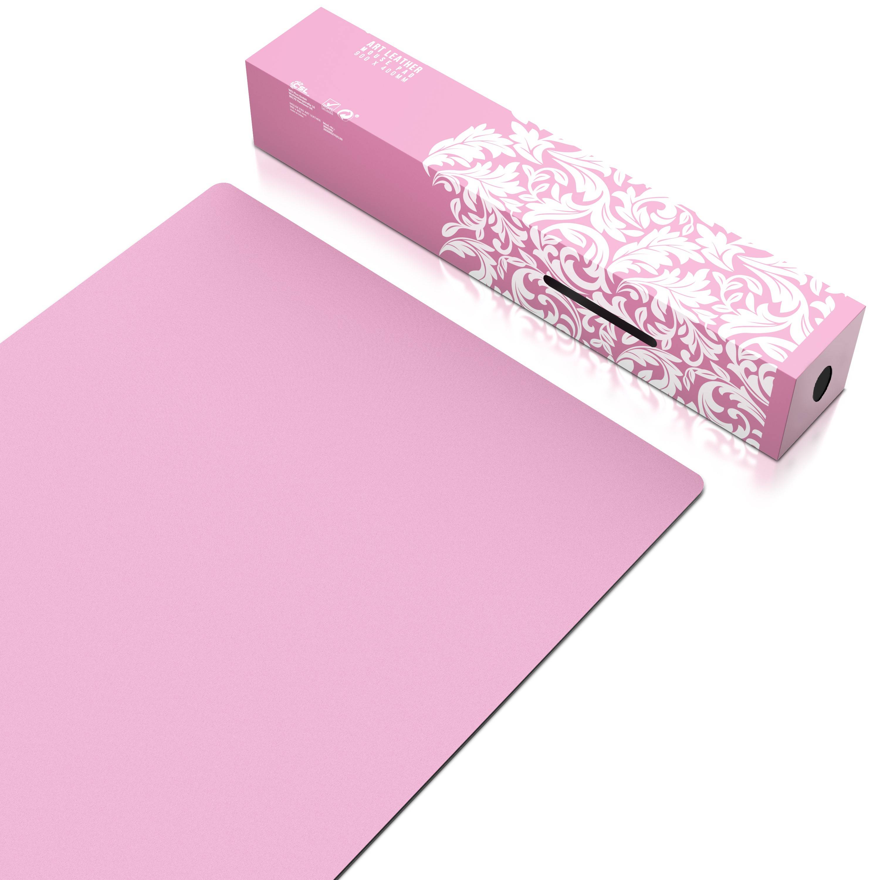 CSL Mauspad, Schreibtischunterlage XXL, Elegante Leder Optik, Mousepad 900 x 400 mm, Dunkelrosa