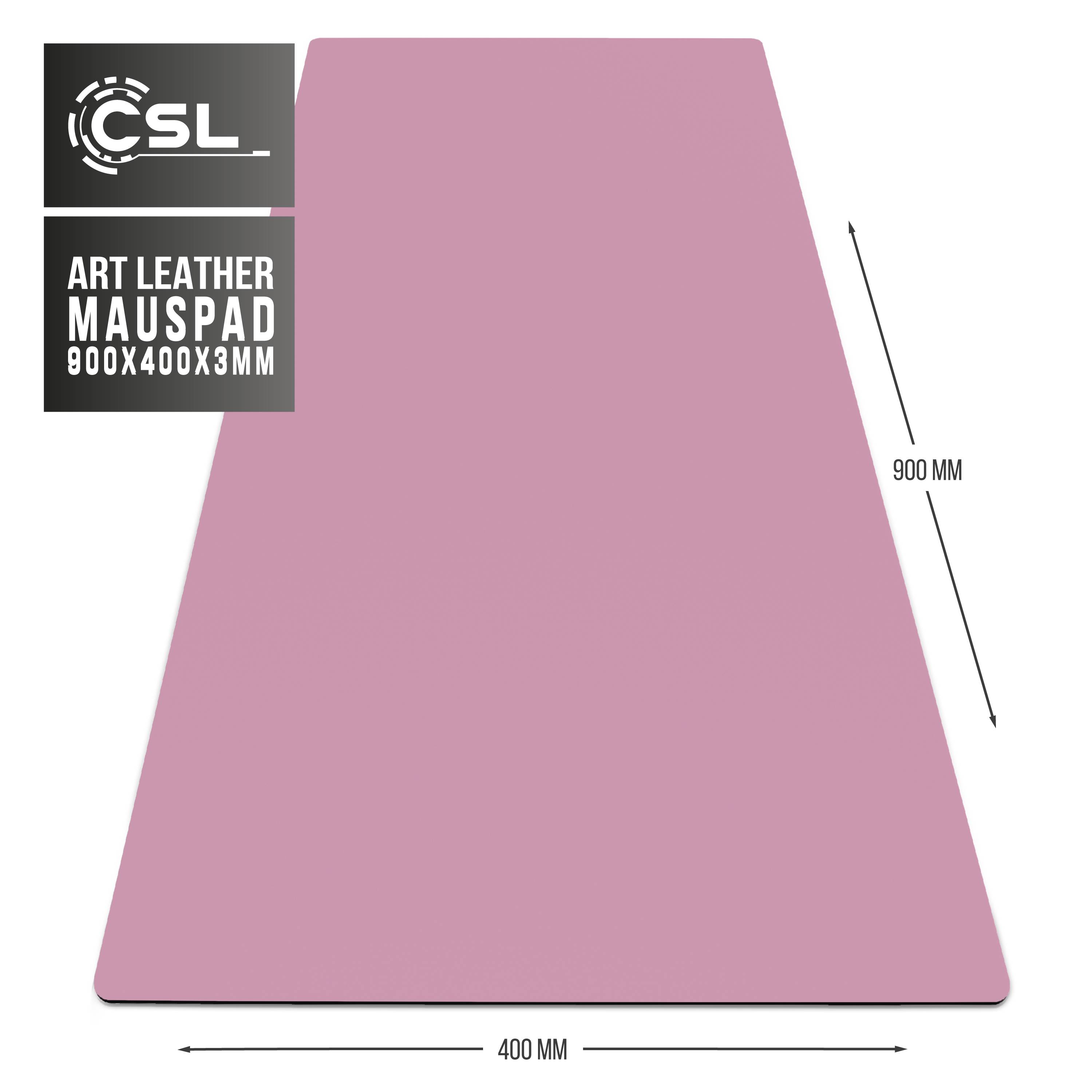 CSL Mauspad, Schreibtischunterlage XXL, Elegante Leder Optik, Mousepad 900 x 400 mm, Dunkelrosa