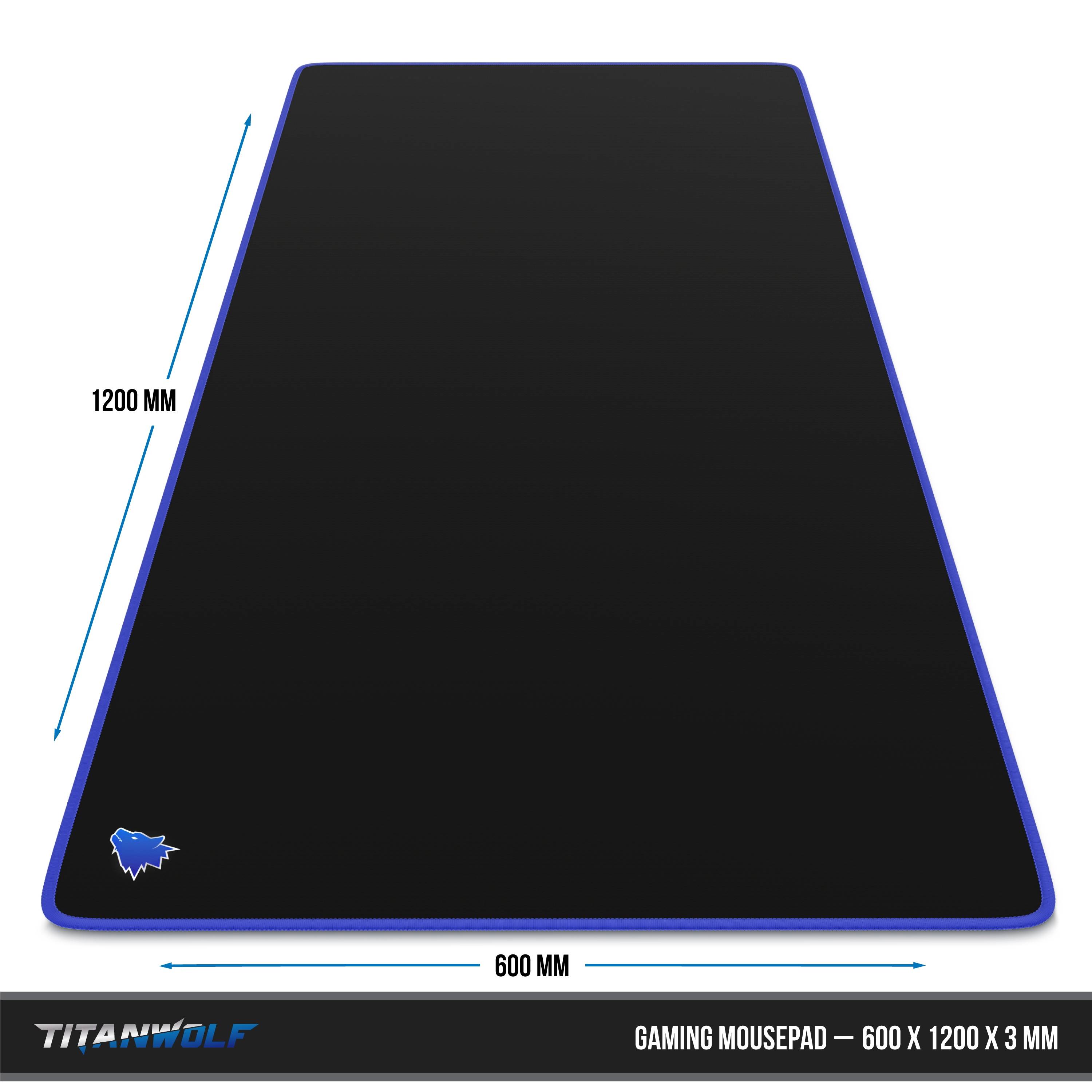 Titanwolf Gaming Mauspad, XXXL Speed Mousepad 1200 x 600 mm, Geschwindigkeit & Präzision, Symbol Blue
