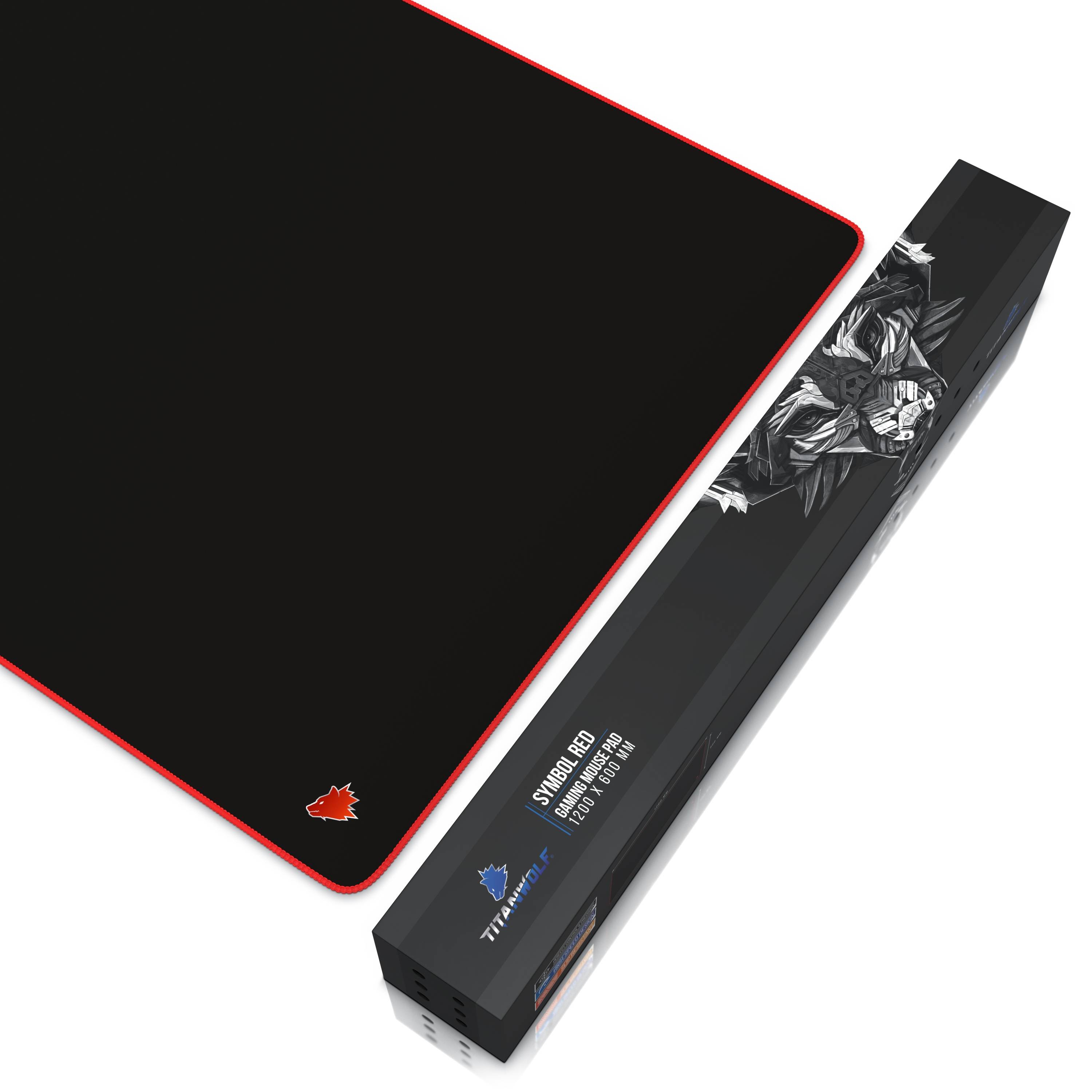 Titanwolf Gaming Mauspad, XXXL Speed Mousepad 1200 x 600 mm, Geschwindigkeit & Präzision, Symbol Red