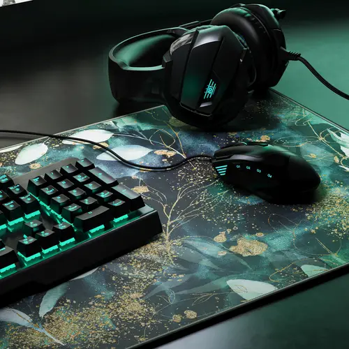 CSL Gaming Mauspad, XXL, 900 x 400 x 3 mm, Schreibtischunterlage, extralarge, waschbar, Gold Floral CSL Gaming Mauspad, XXL, 900 x 400 x 3 mm, Schreibtischunterlage, extralarge, waschbar, Gold Floral