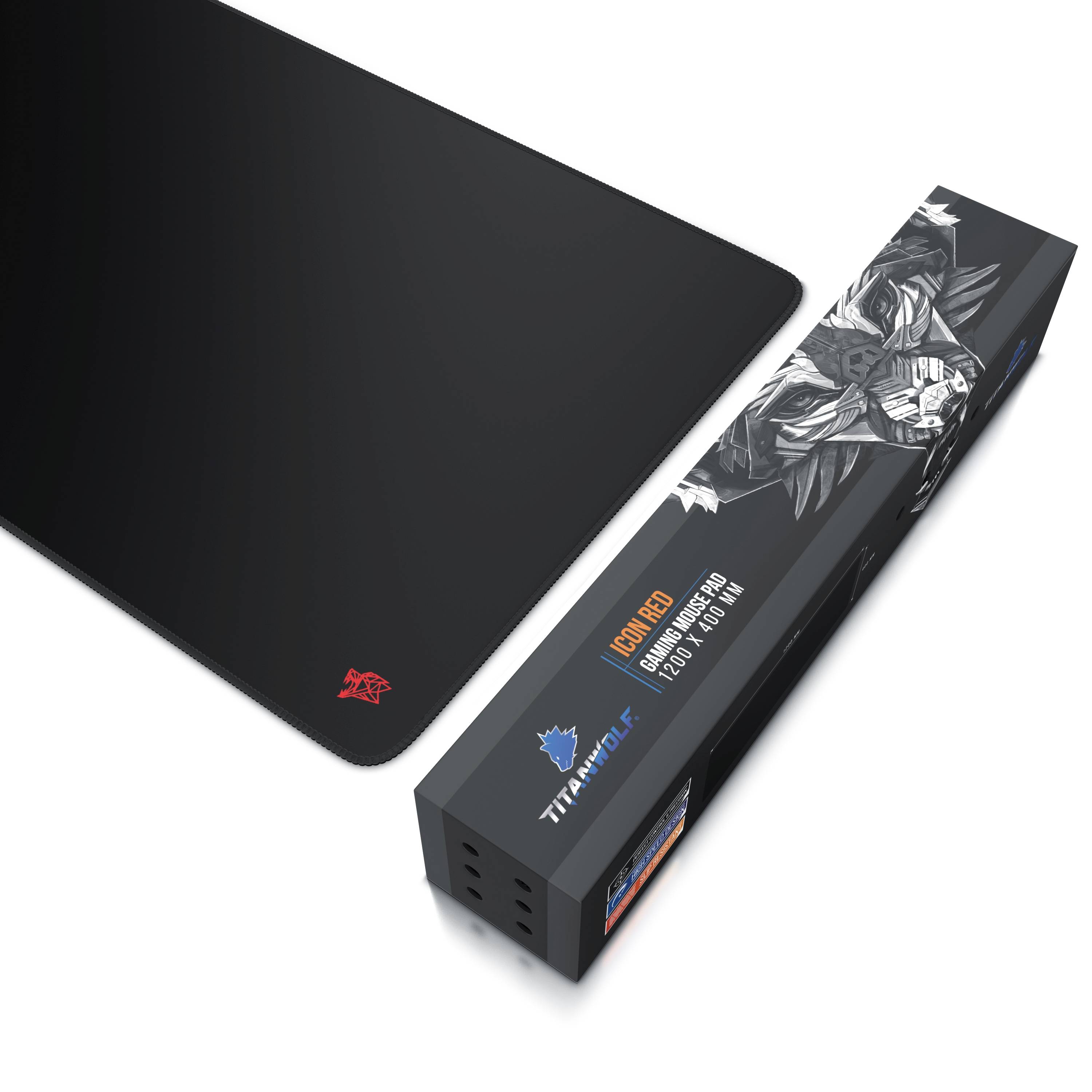 Titanwolf Gaming Mauspad, XXXL Speed Mousepad 1200 x 400 mm, Geschwindigkeit & Präzision, Titanwolf rot