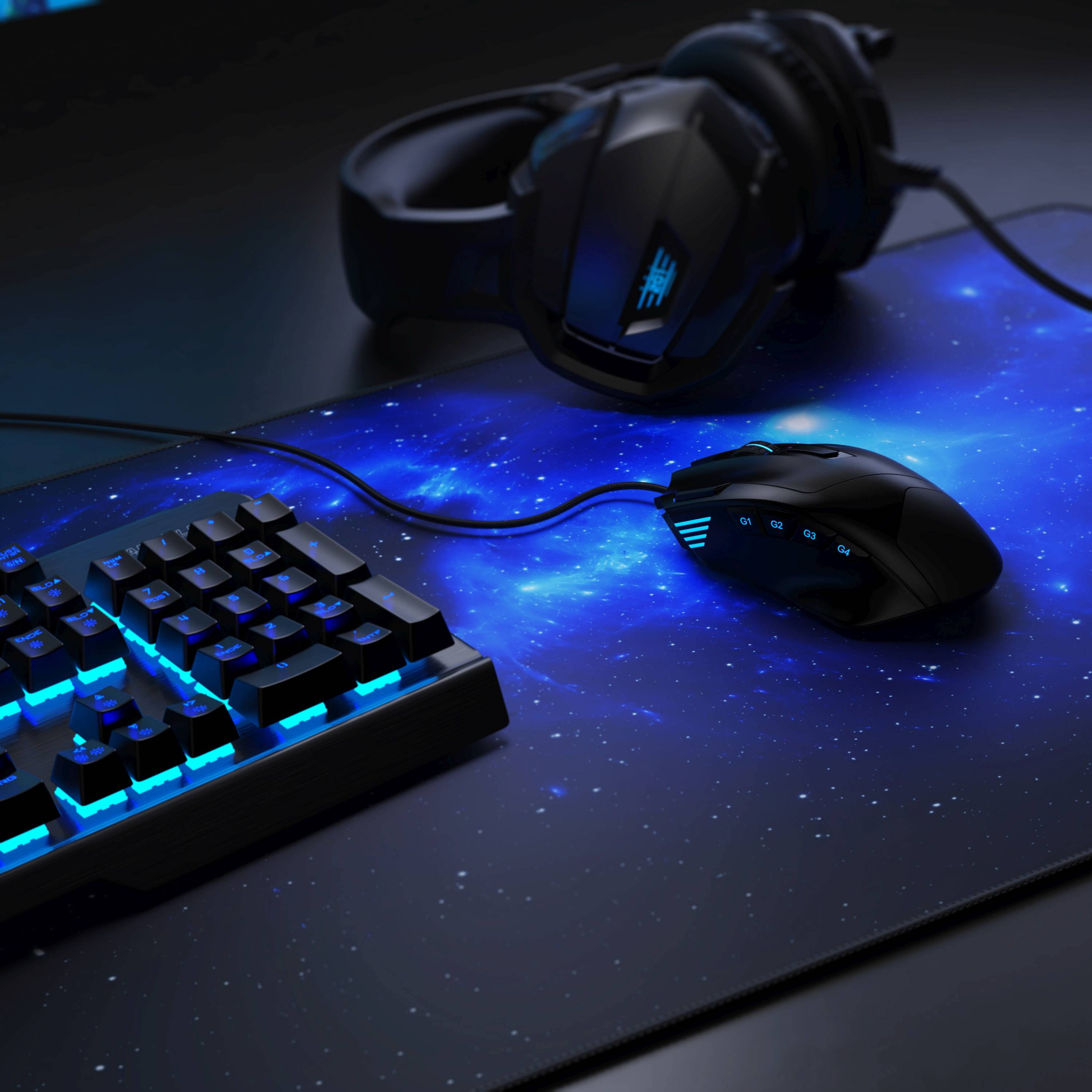 CSL Gaming Mauspad, extra groß, 1200 x 400 x 3 mm Schreibtischunterlage XXXL, Rutschfest, Space