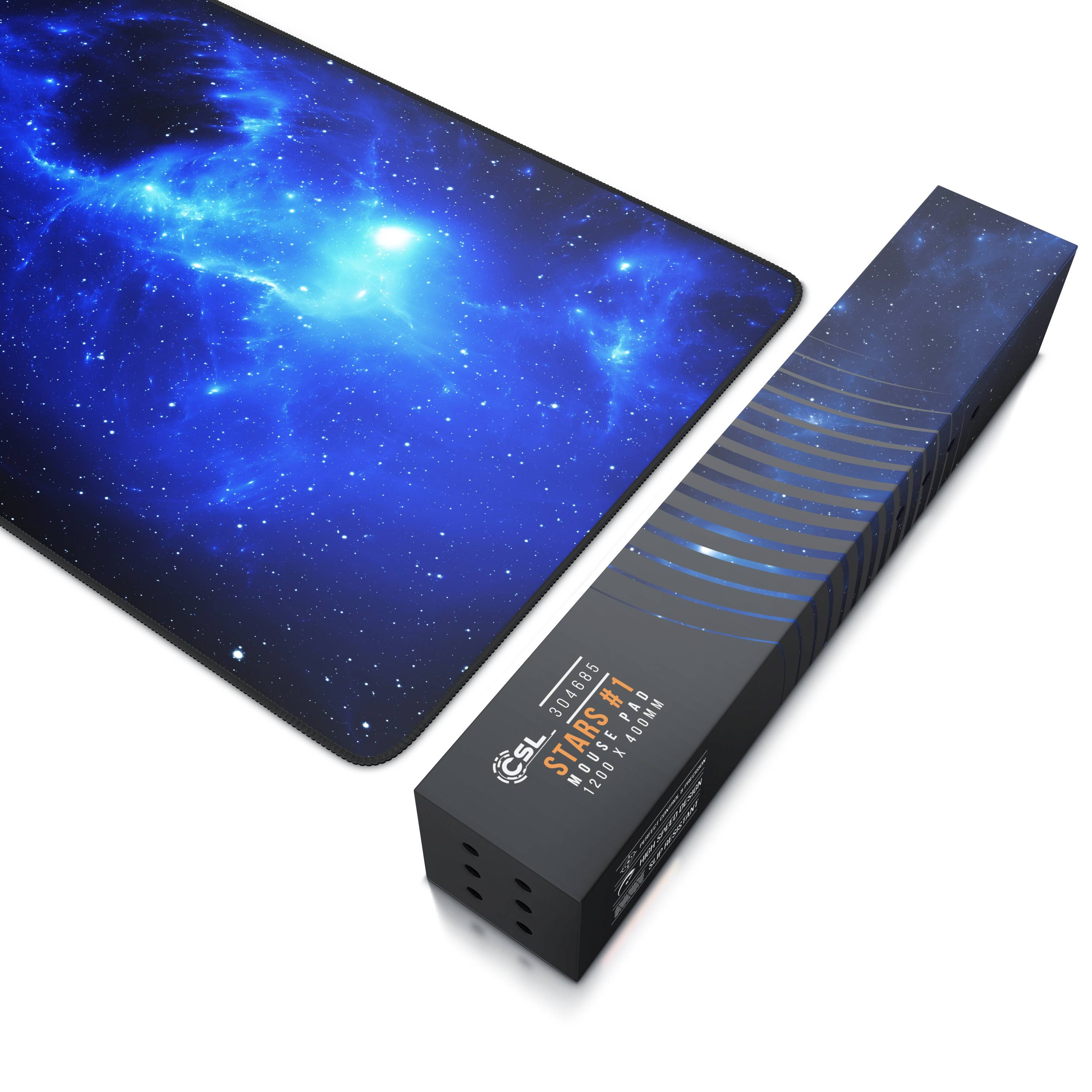 CSL Gaming Mauspad, extra groß, 1200 x 400 x 3 mm Schreibtischunterlage XXXL, Rutschfest, Space