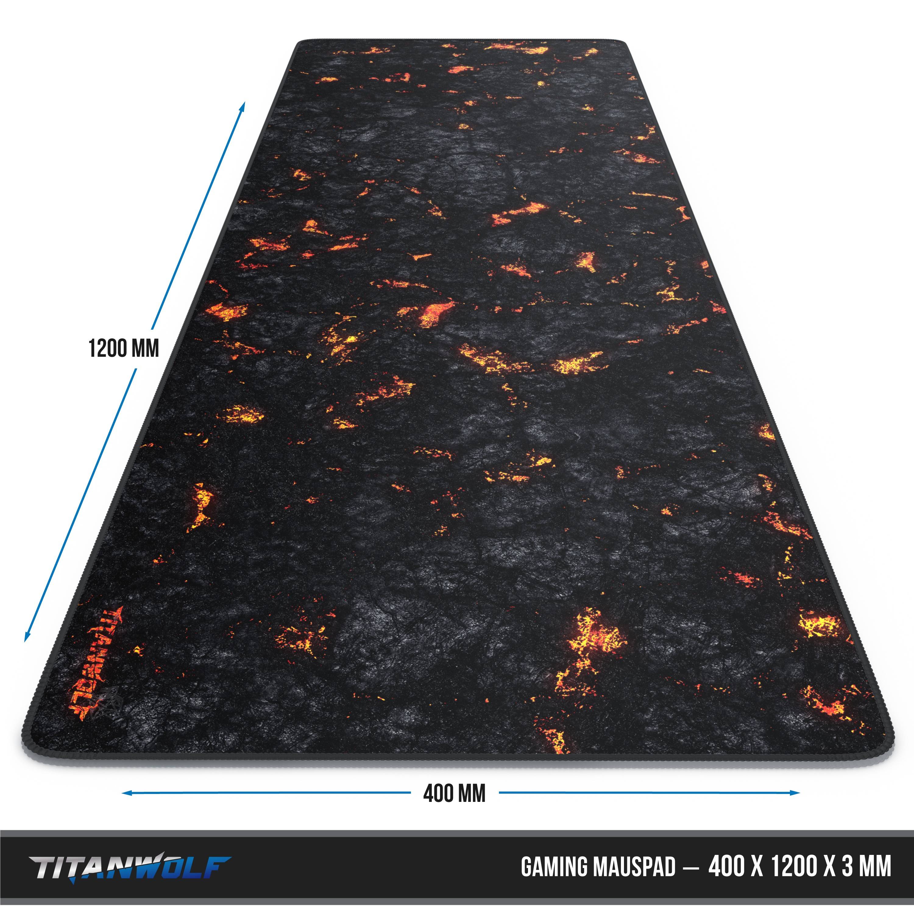 Titanwolf Gaming Mauspad, XXXL Speed Mousepad 1200 x 400 mm, Geschwindigkeit & Präzision, Lava