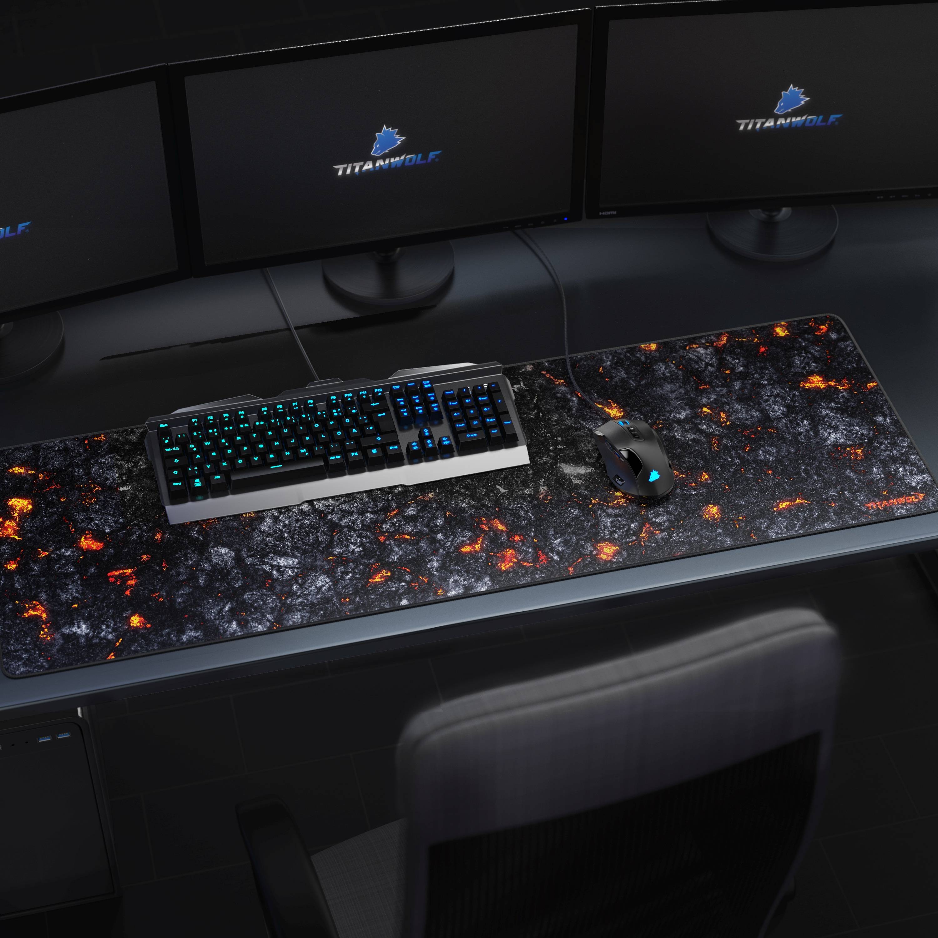 Titanwolf Gaming Mauspad, XXXL Speed Mousepad 1200 x 400 mm, Geschwindigkeit & Präzision, Lava