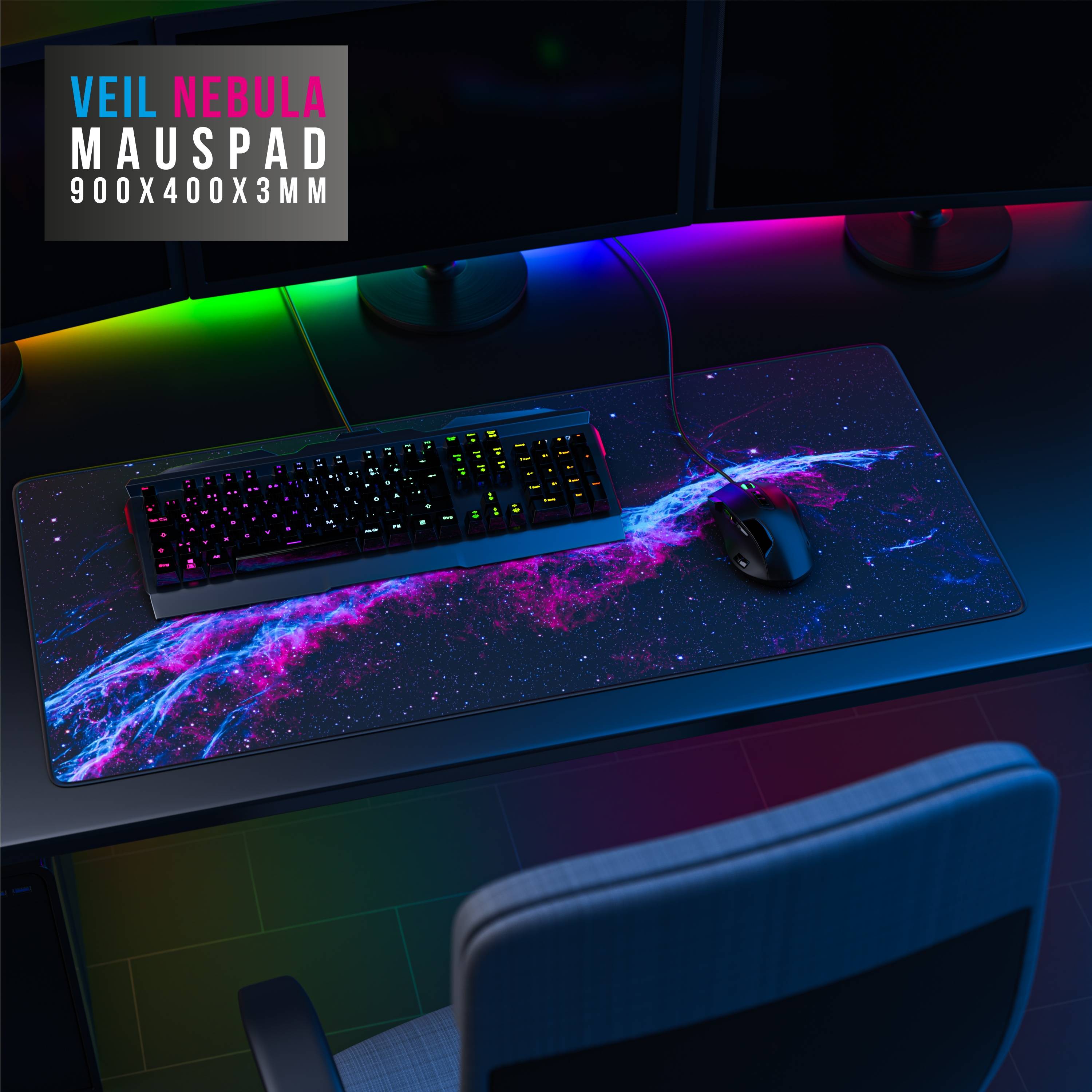 CSL Gaming Mauspad, XXL, Mousepad, 900 x 400 x 3 mm, Tischunterlage, abwaschbar, Galaxie Speed