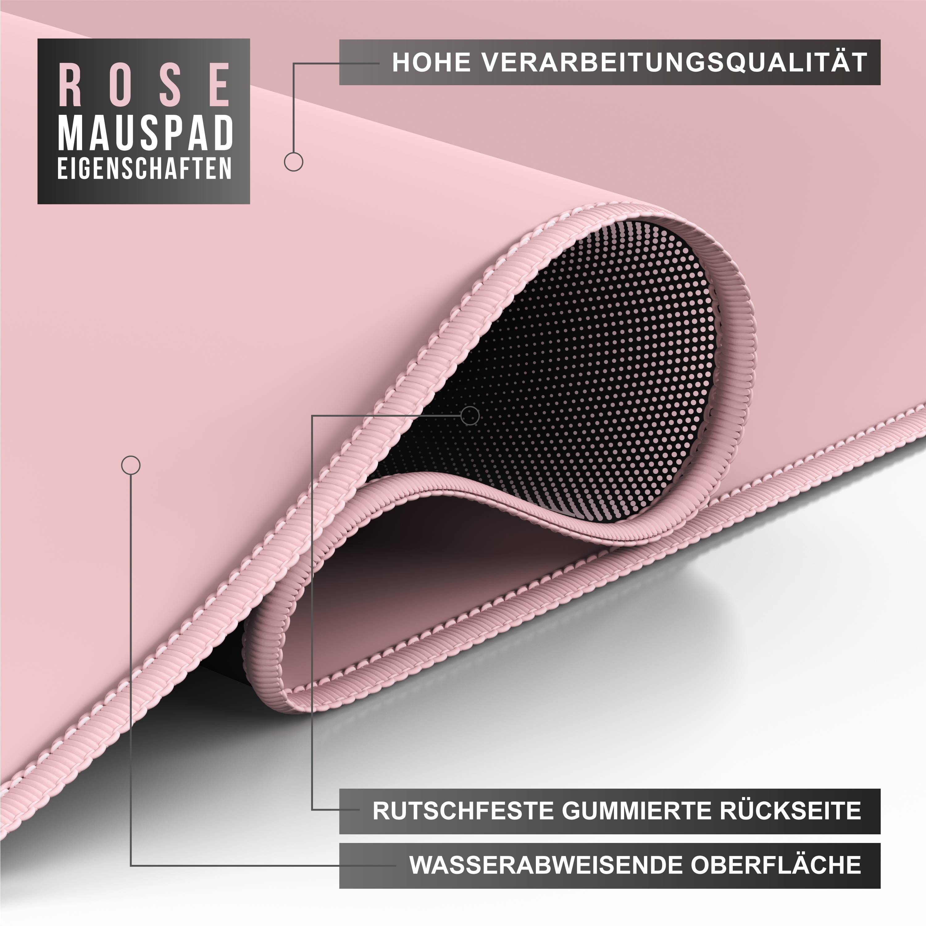 CSL Gaming Mauspad, XXL, 900 x 400 x 3 mm, Schreibtischunterlage, extralarge, waschbar, rosa