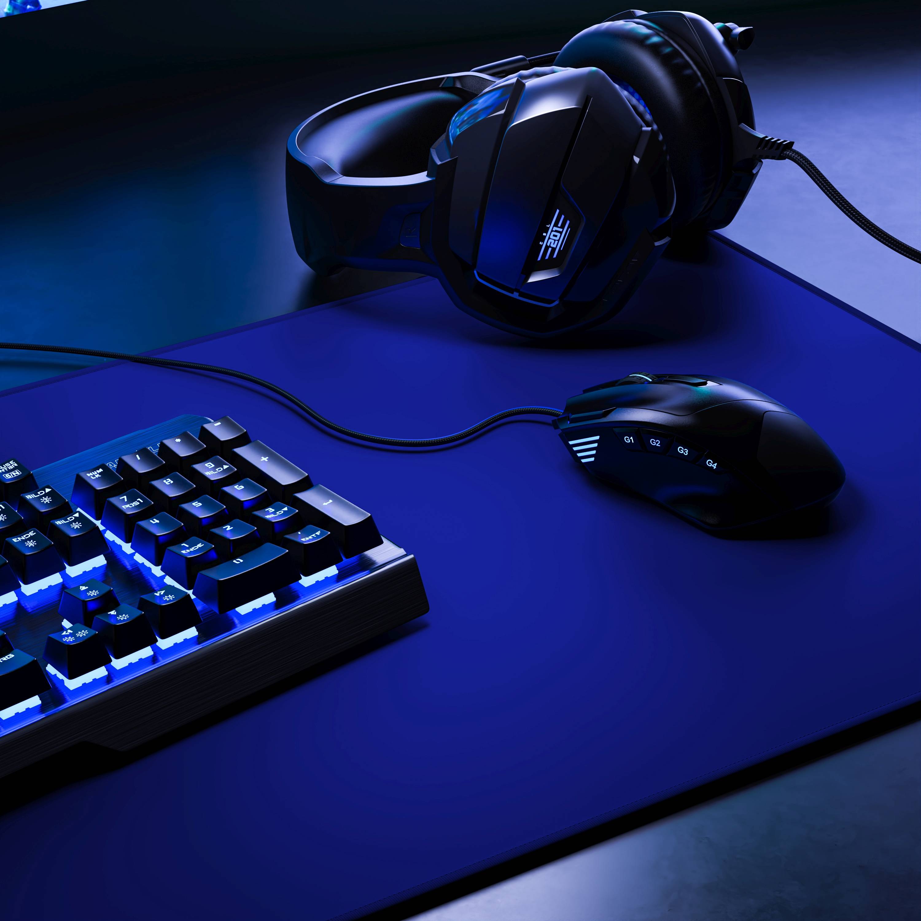 CSL Gaming Mauspad, XXL, 900 x 400 x 3 mm, Schreibtischunterlage, extralarge, waschbar, blau