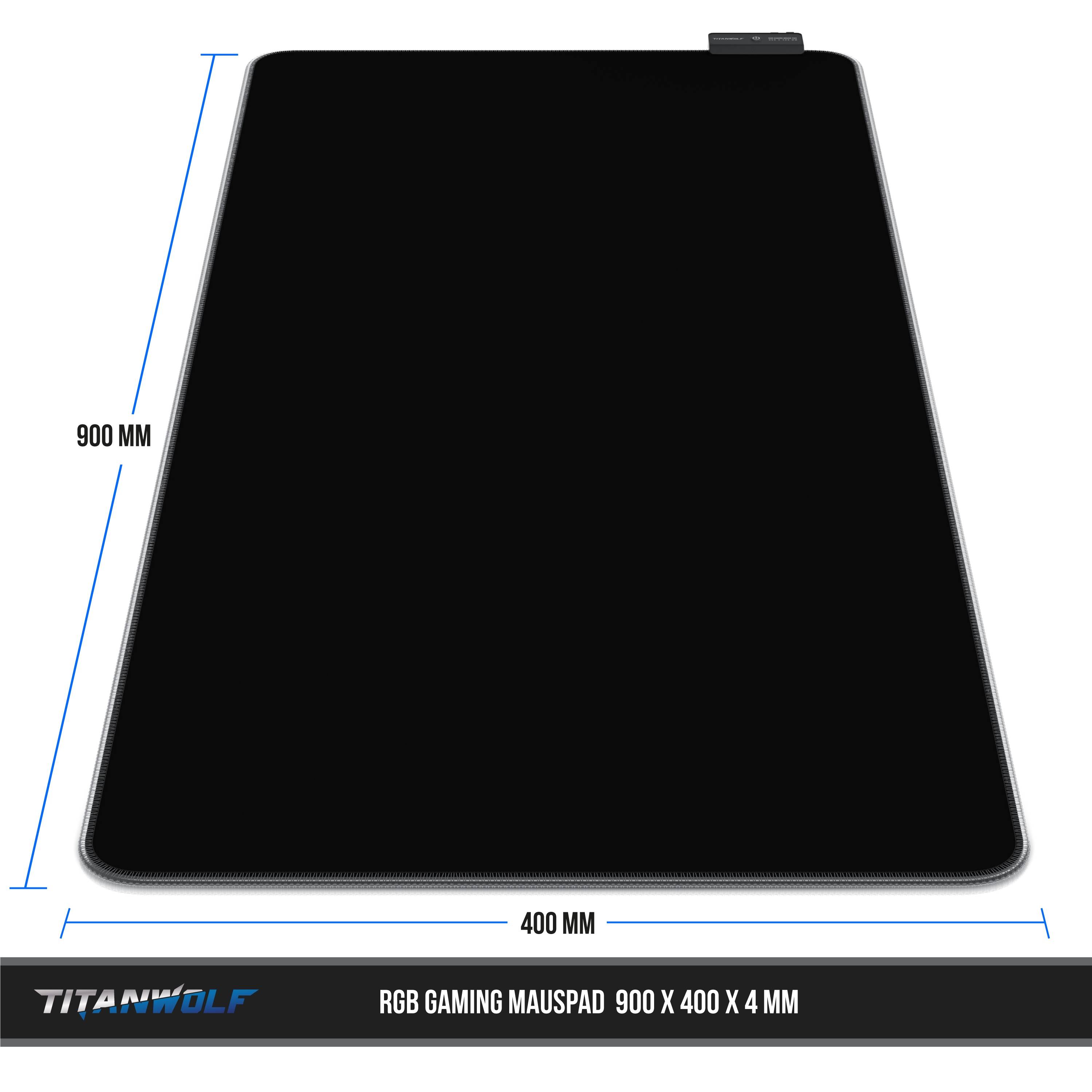 Titanwolf RGB Gaming Mauspad, Mousepad 900 x 400 mm, verbessert Präzision & Geschwindigkeit, schwarz