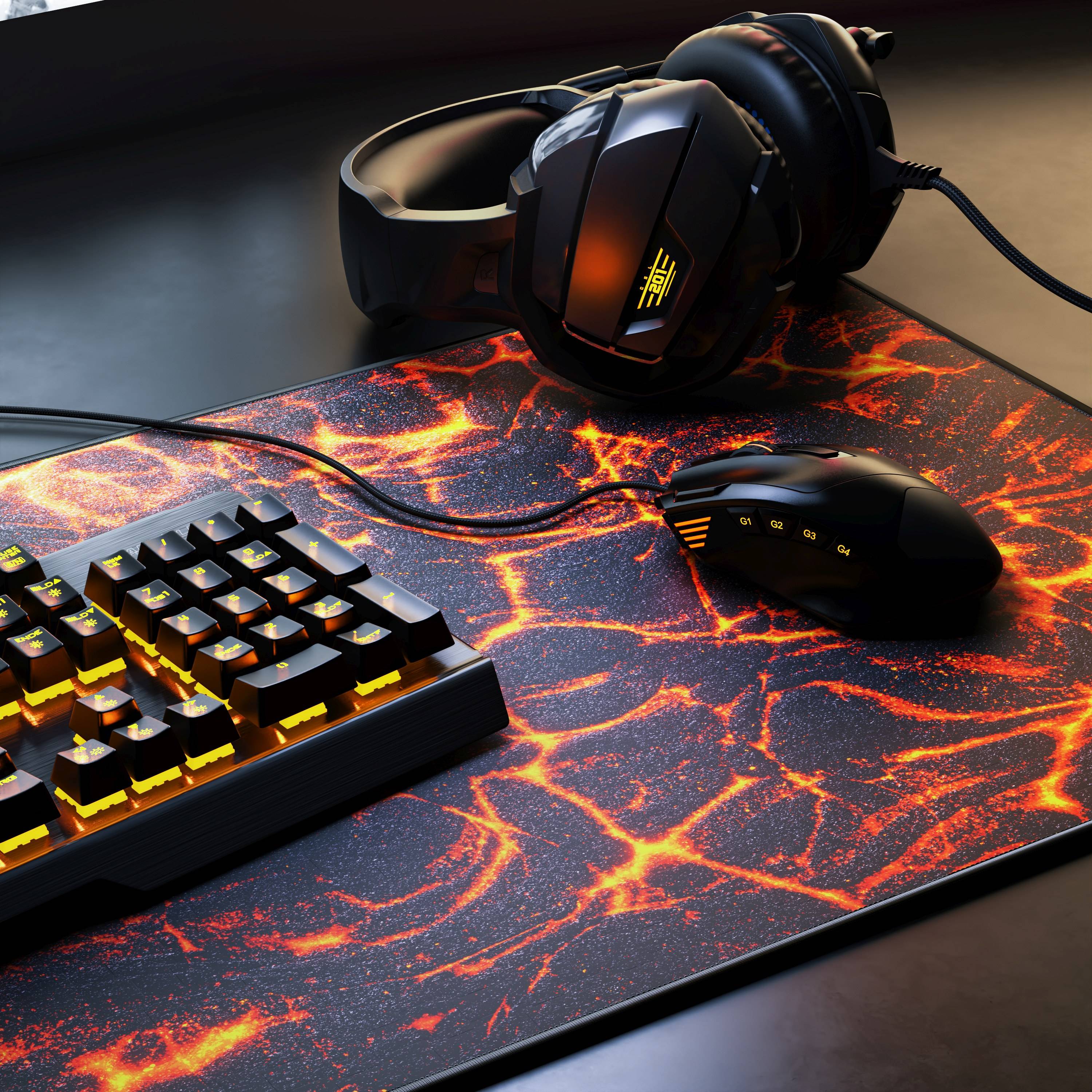 CSL Gaming Mauspad, XXL, Mousepad, 900 x 400 x 3 mm, Tischunterlage, abwaschbar, Lava V2