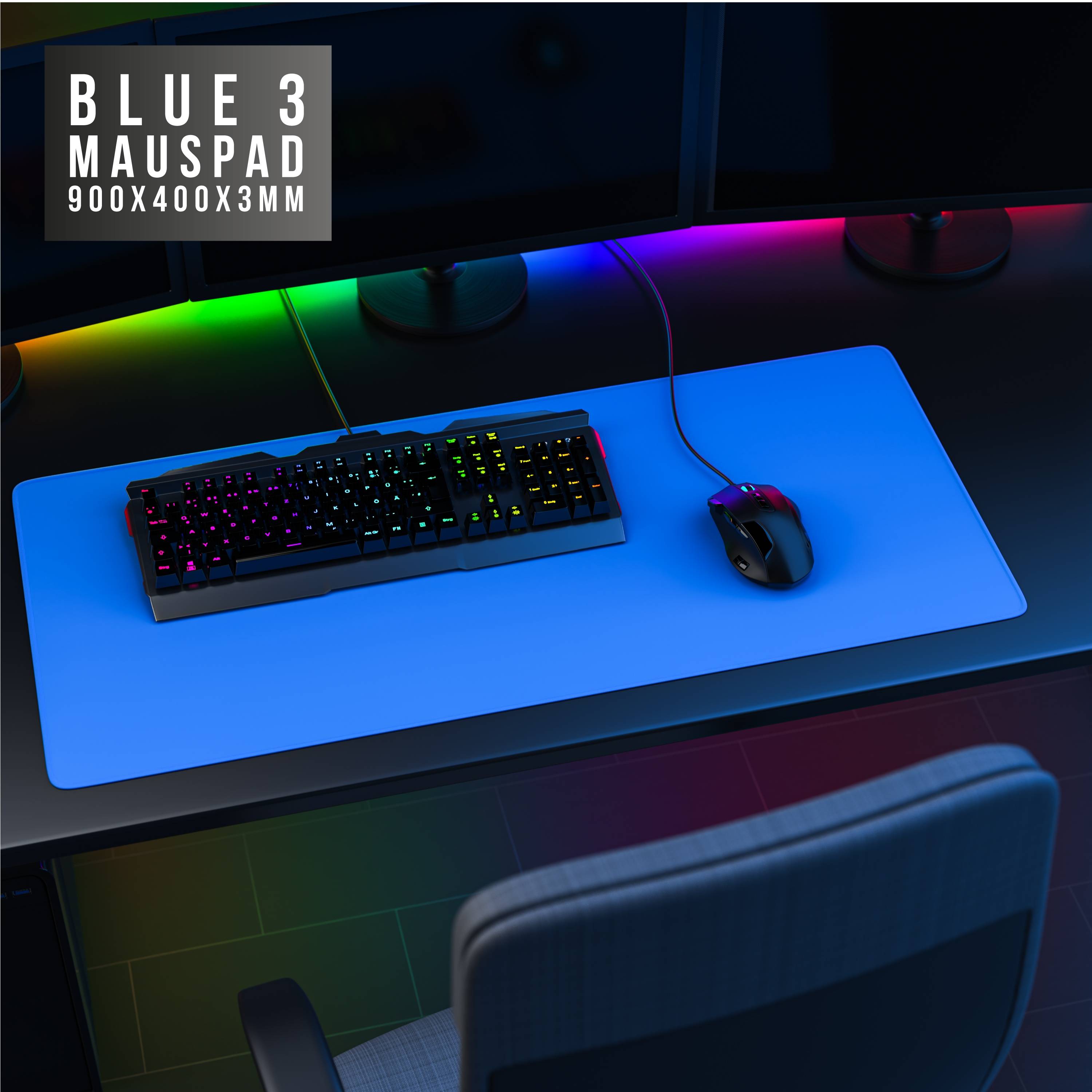 CSL Gaming Mauspad, XXL, 900 x 400 x 3 mm, Schreibtischunterlage, extralarge, waschbar, dunkelblau