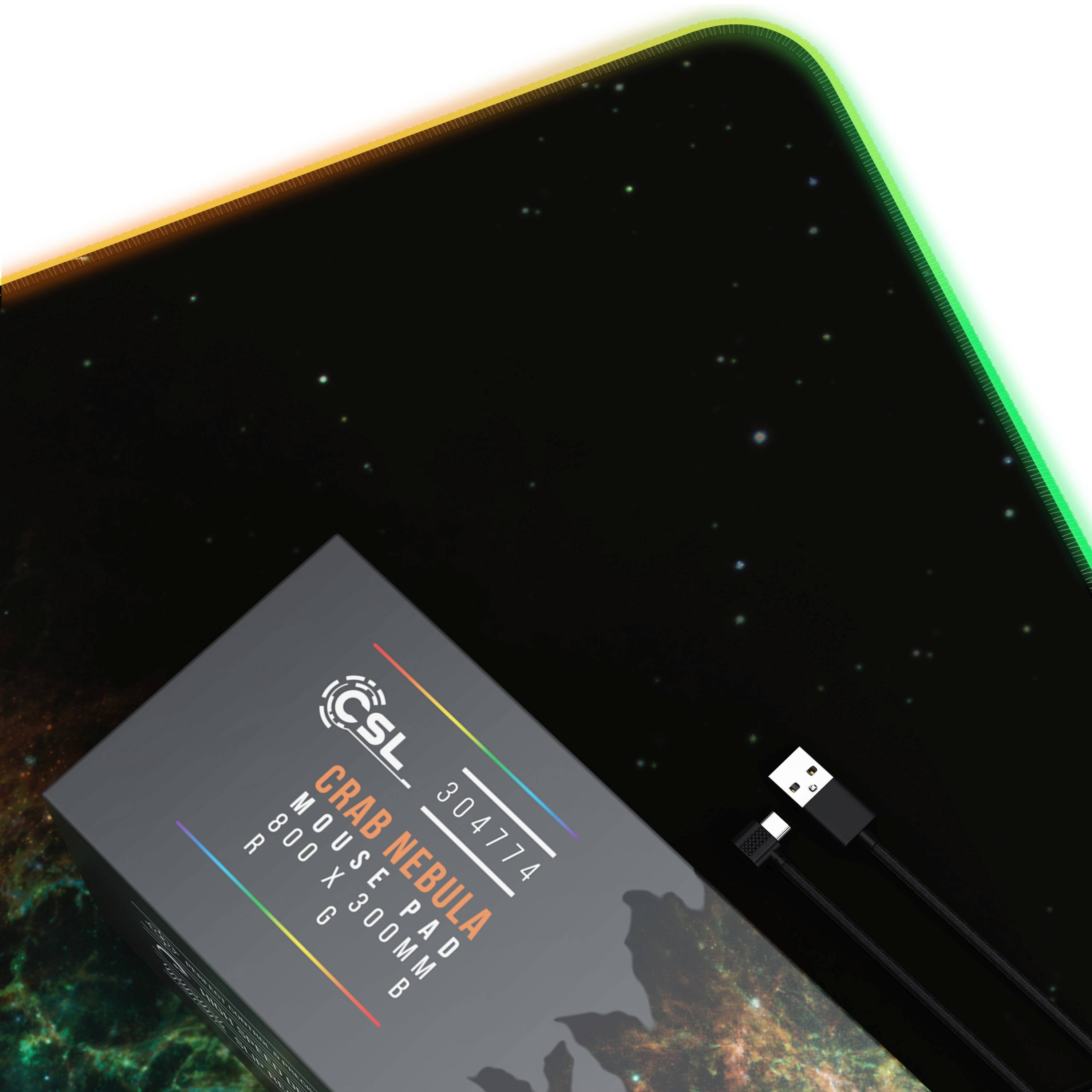 Titanwolf RGB Gaming Mauspad, Mousepad XL 800 x 300mm verbessert Präzision & Geschwindigkeit, Galaxie Grün