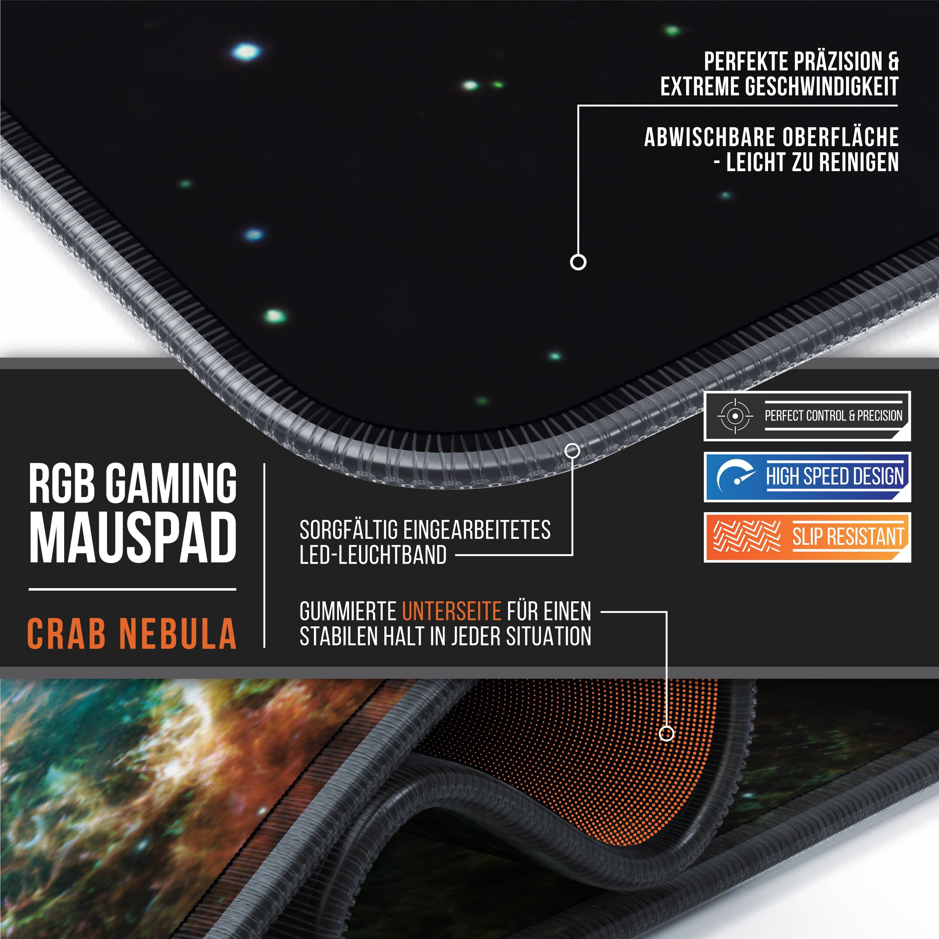 Titanwolf RGB Gaming Mauspad, Mousepad XL 800 x 300mm verbessert Präzision & Geschwindigkeit, Galaxie Grün