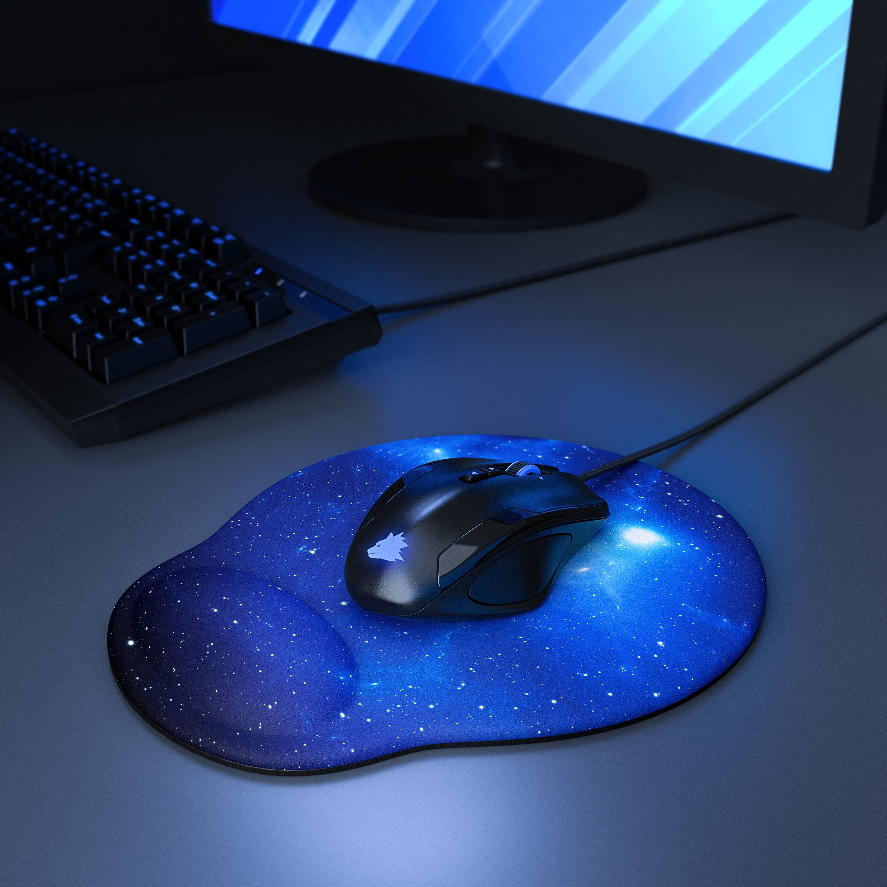 CSL Mauspad, Ergonomisches Schaumstoff Office Mousepad, Entlastung des Handgelenks, Space