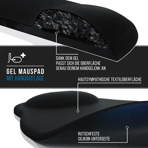 CSL Mauspad, Ergonomisches Schaumstoff Office Mousepad, Entlastung des Handgelenks, schwarz CSL Mauspad, Ergonomisches Schaumstoff Office Mousepad, Entlastung des Handgelenks, schwarz