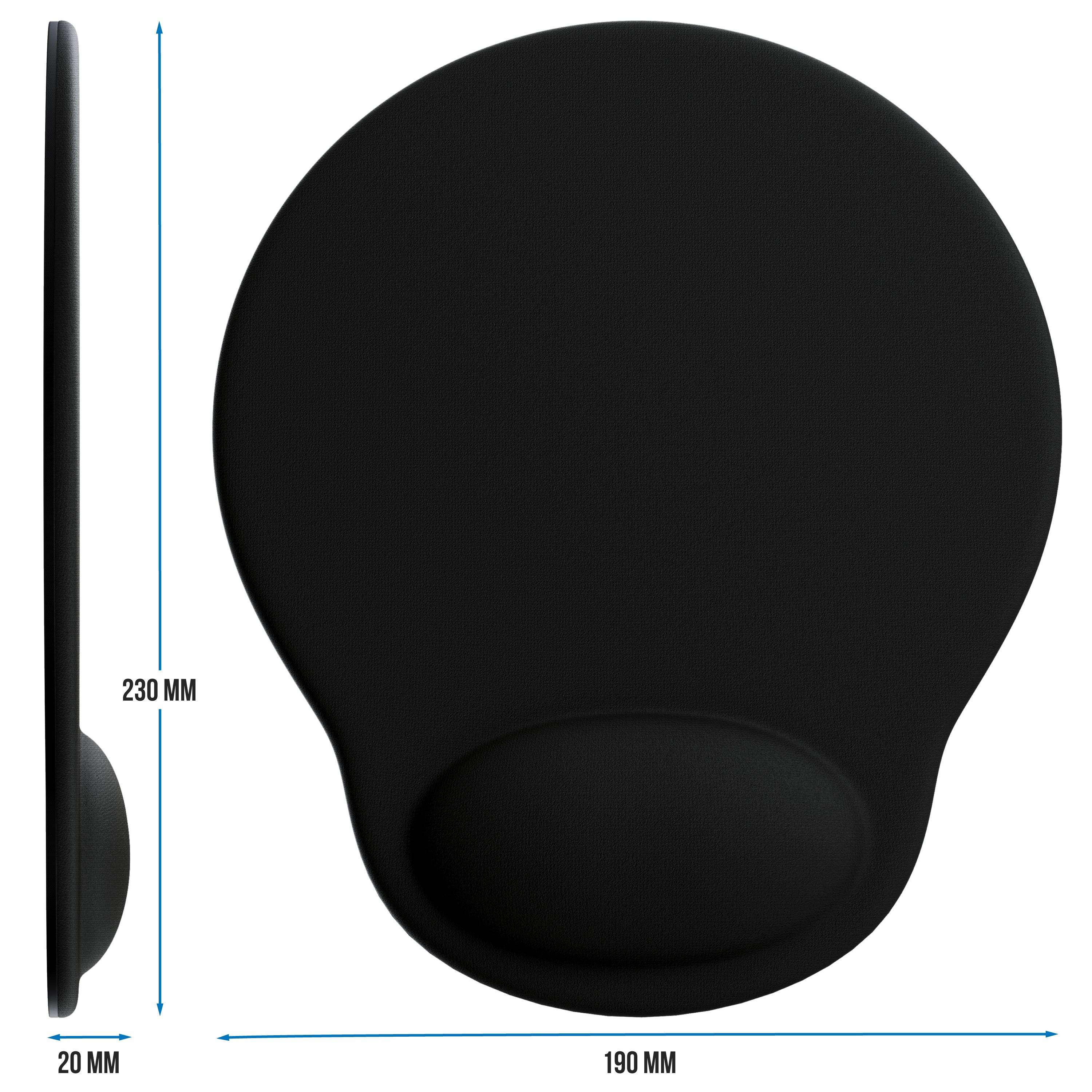 CSL Mauspad, Ergonomisches Schaumstoff Office Mousepad, Entlastung des Handgelenks, schwarz