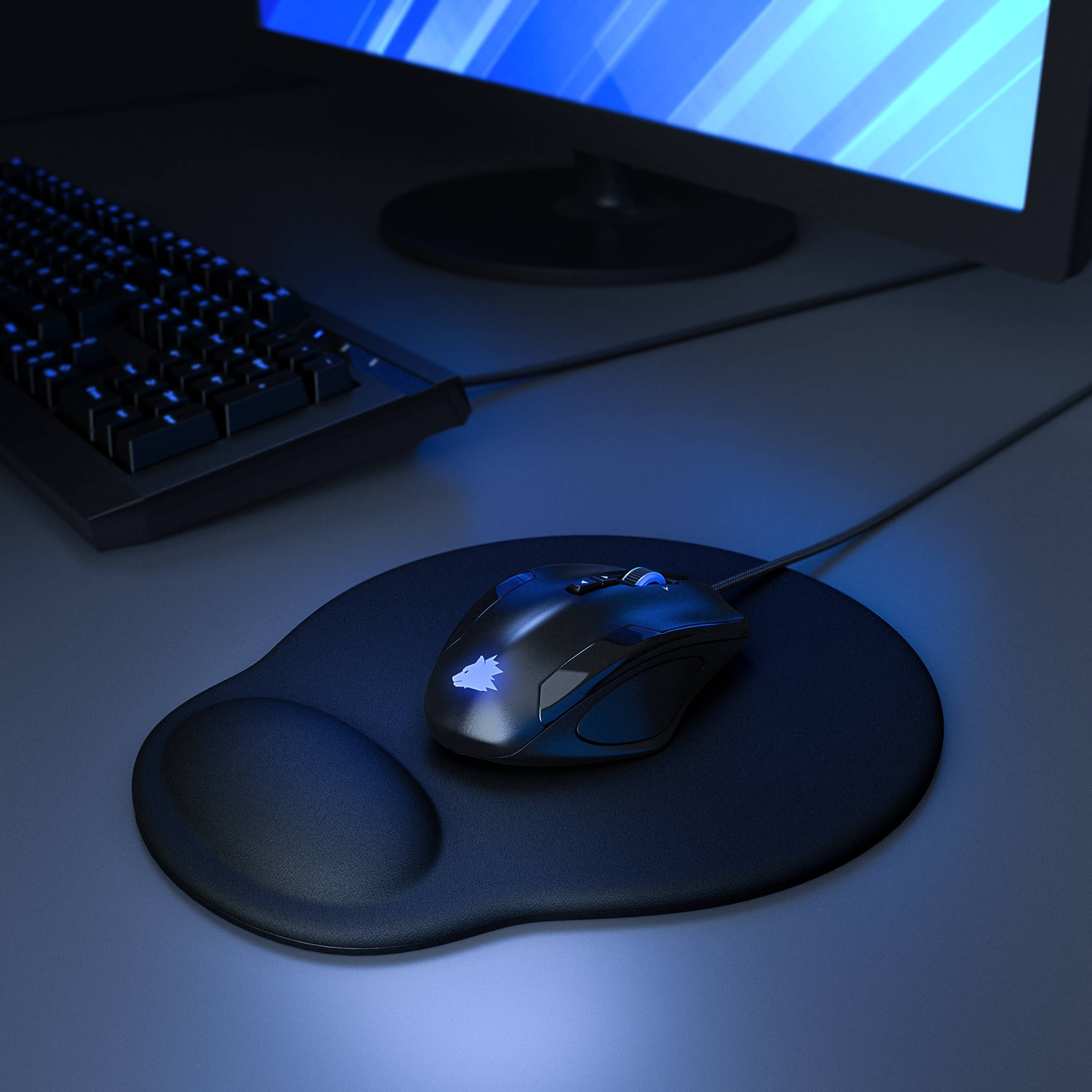 CSL Mauspad, Ergonomisches Schaumstoff Office Mousepad, Entlastung des Handgelenks, schwarz