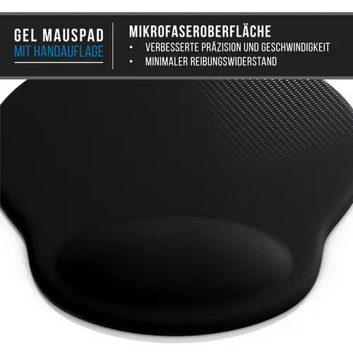 CSL Mauspad, Ergonomisches Schaumstoff Office Mousepad, Entlastung des Handgelenks, schwarz CSL Mauspad, Ergonomisches Schaumstoff Office Mousepad, Entlastung des Handgelenks, schwarz
