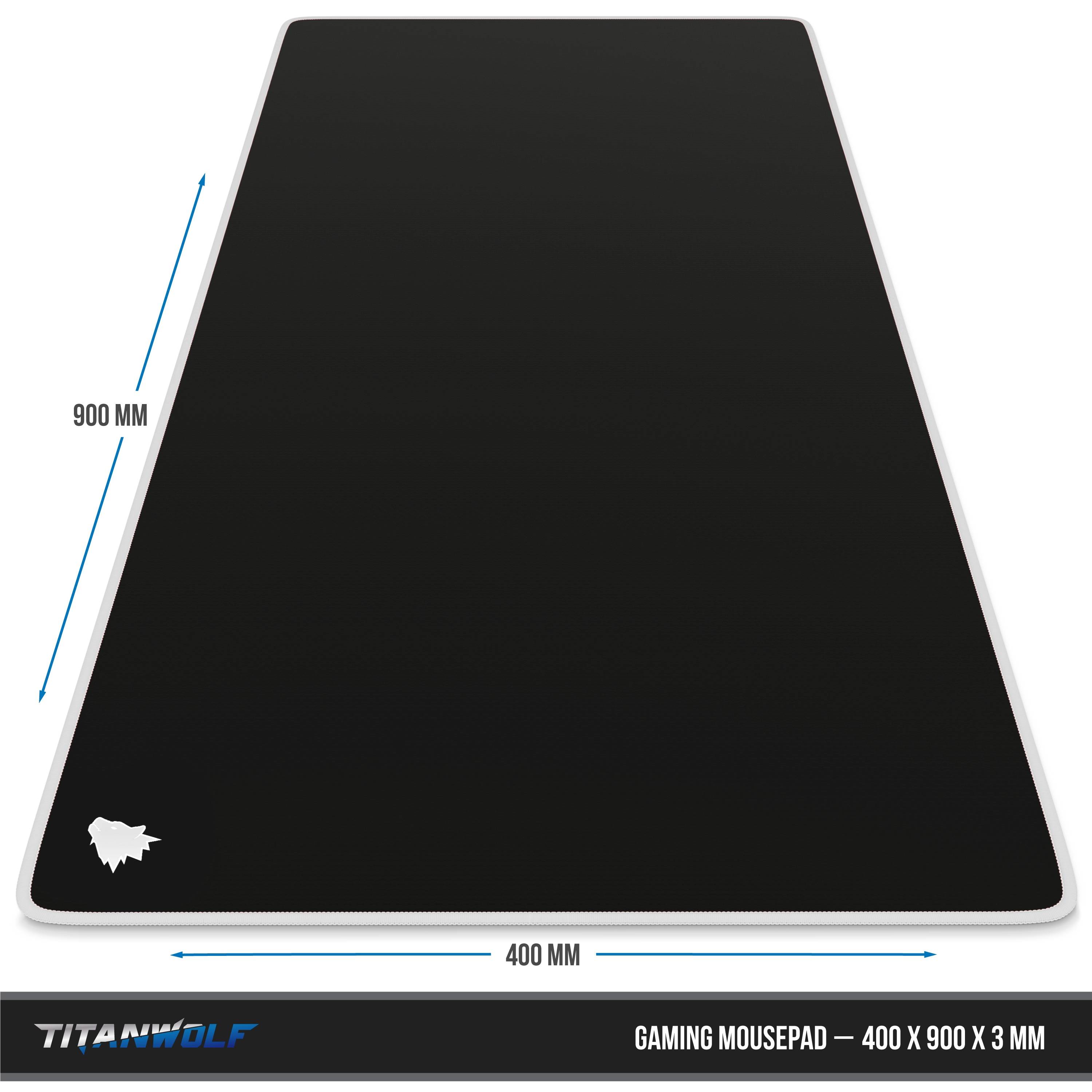 Titanwolf Gaming Mauspad, XXL Speed Gaming Mousepad / Extragroße Fläche von 900 x 400mm, Symbol weiß