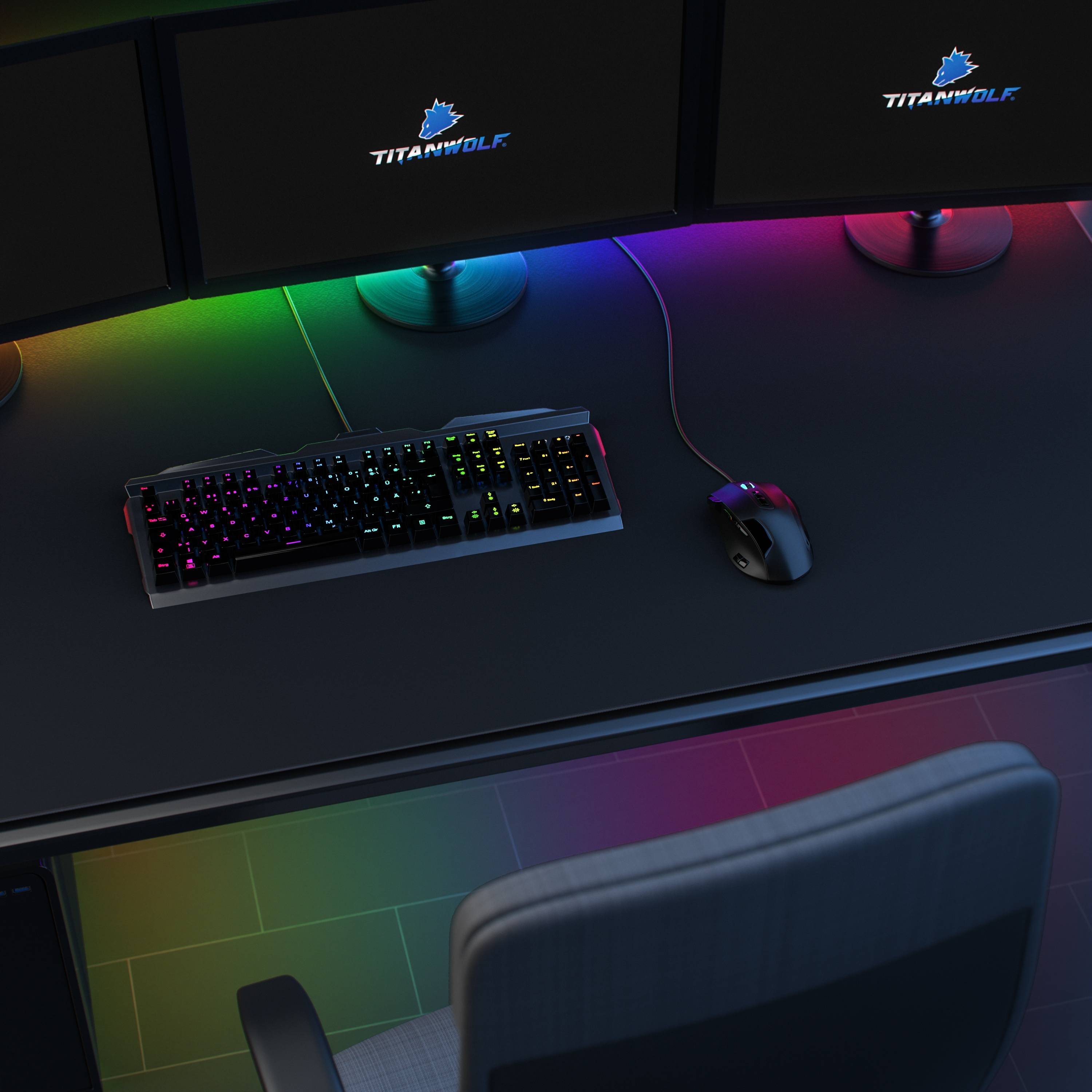 Titanwolf Gaming Mauspad, XXXL 1500 x 800 x 3 mm Schreibtischunterlage Extralarge / Waschbar, schwarz