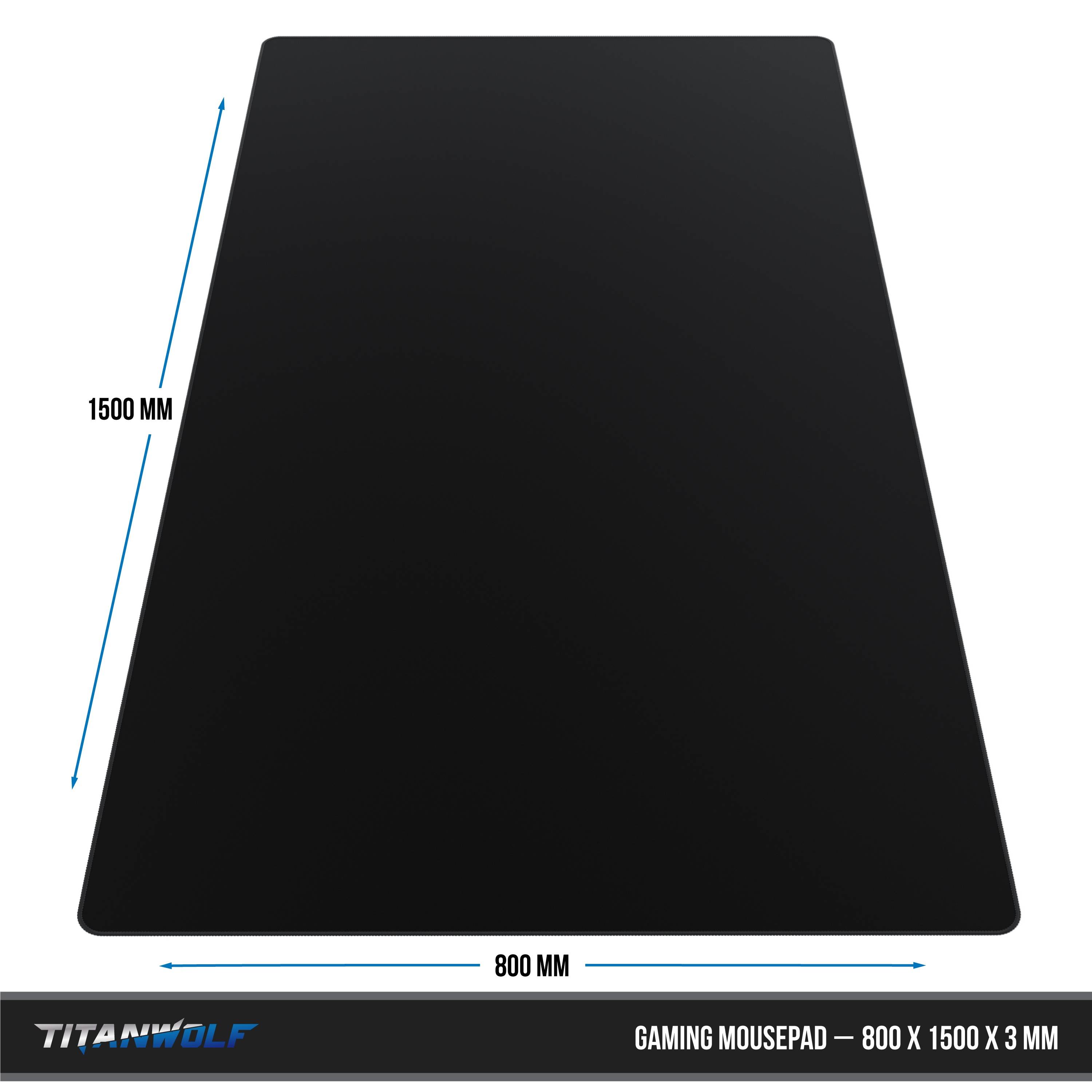 Titanwolf Gaming Mauspad, XXXL 1500 x 800 x 3 mm Schreibtischunterlage Extralarge / Waschbar, schwarz