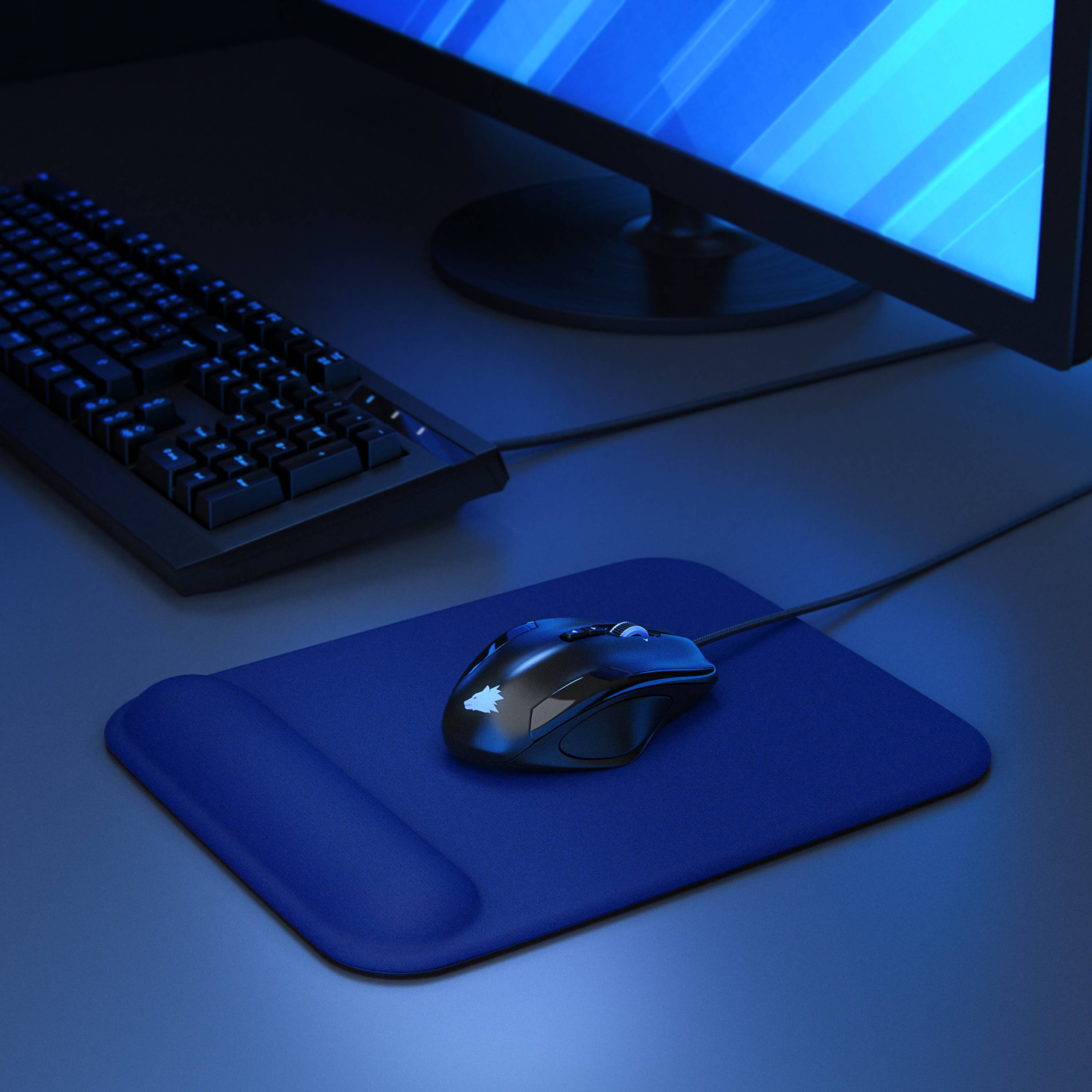 CSL Gaming Mauspad, Office Mousepad mit Gelkissen mit & Handgelenkauflage, 22,5 x 28 cm, dunkelblau