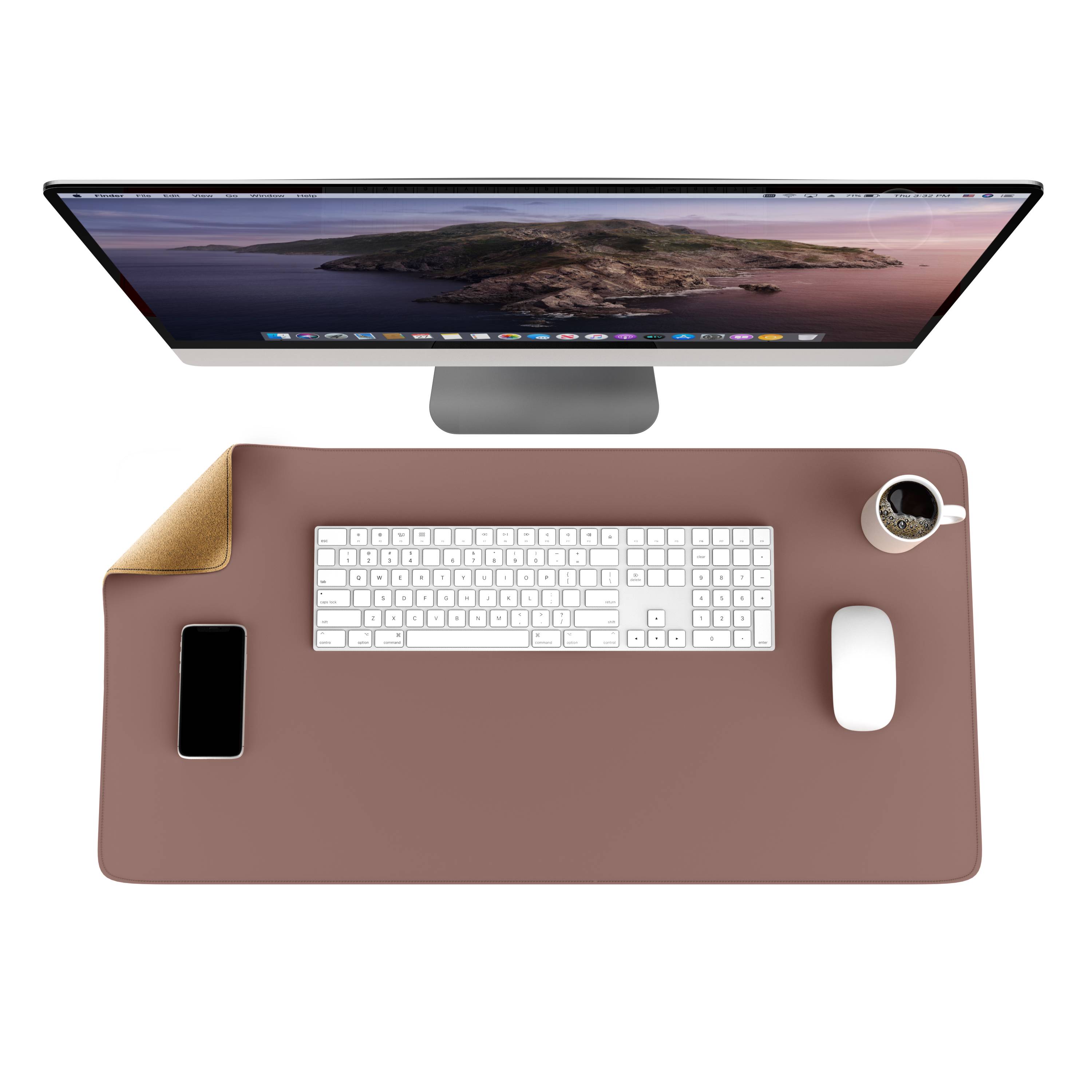 CSL Mauspad, XXL 800 x 400 x 3 mm Schreibtischunterlage, XXL Mousepad / Rutschfest, Khaki