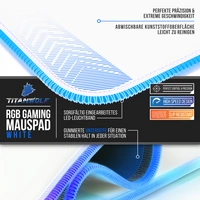 Titanwolf RGB Gaming Mauspad, Mousepad XL 800 x 300mm verbessert Präzision & Geschwindigkeit, weiß Titanwolf RGB Gaming Mauspad, Mousepad XL 800 x 300mm verbessert Präzision & Geschwindigkeit, weiß