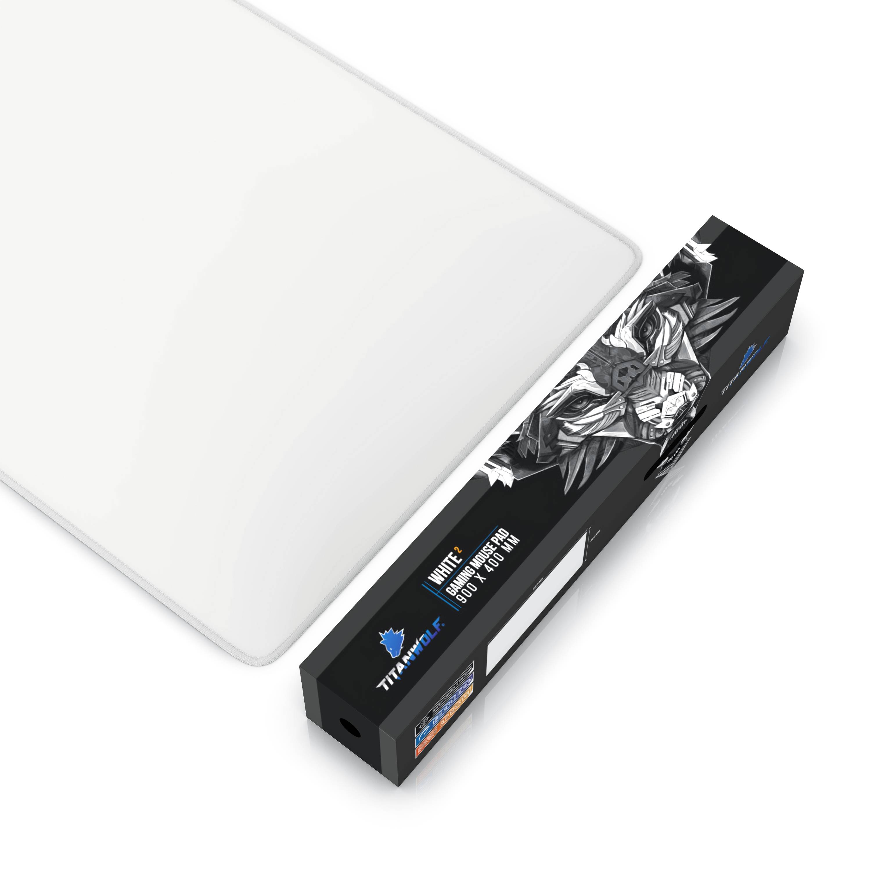 Titanwolf Gaming Mauspad XXL, glattes Stoffgewebe, Speed Mousepad 900 x 400mm große Fläche, weiß