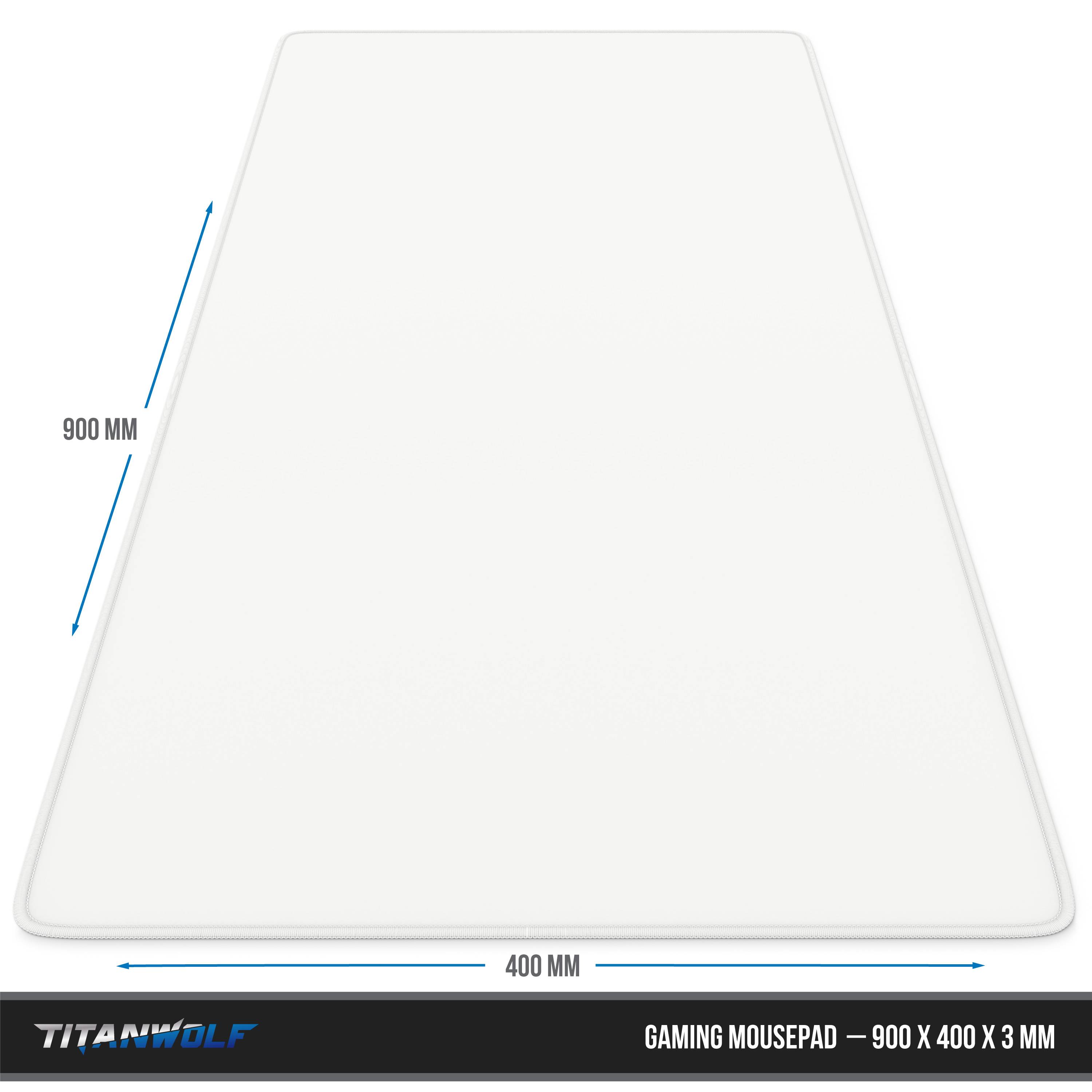 Titanwolf Gaming Mauspad XXL, glattes Stoffgewebe, Speed Mousepad 900 x 400mm große Fläche, weiß