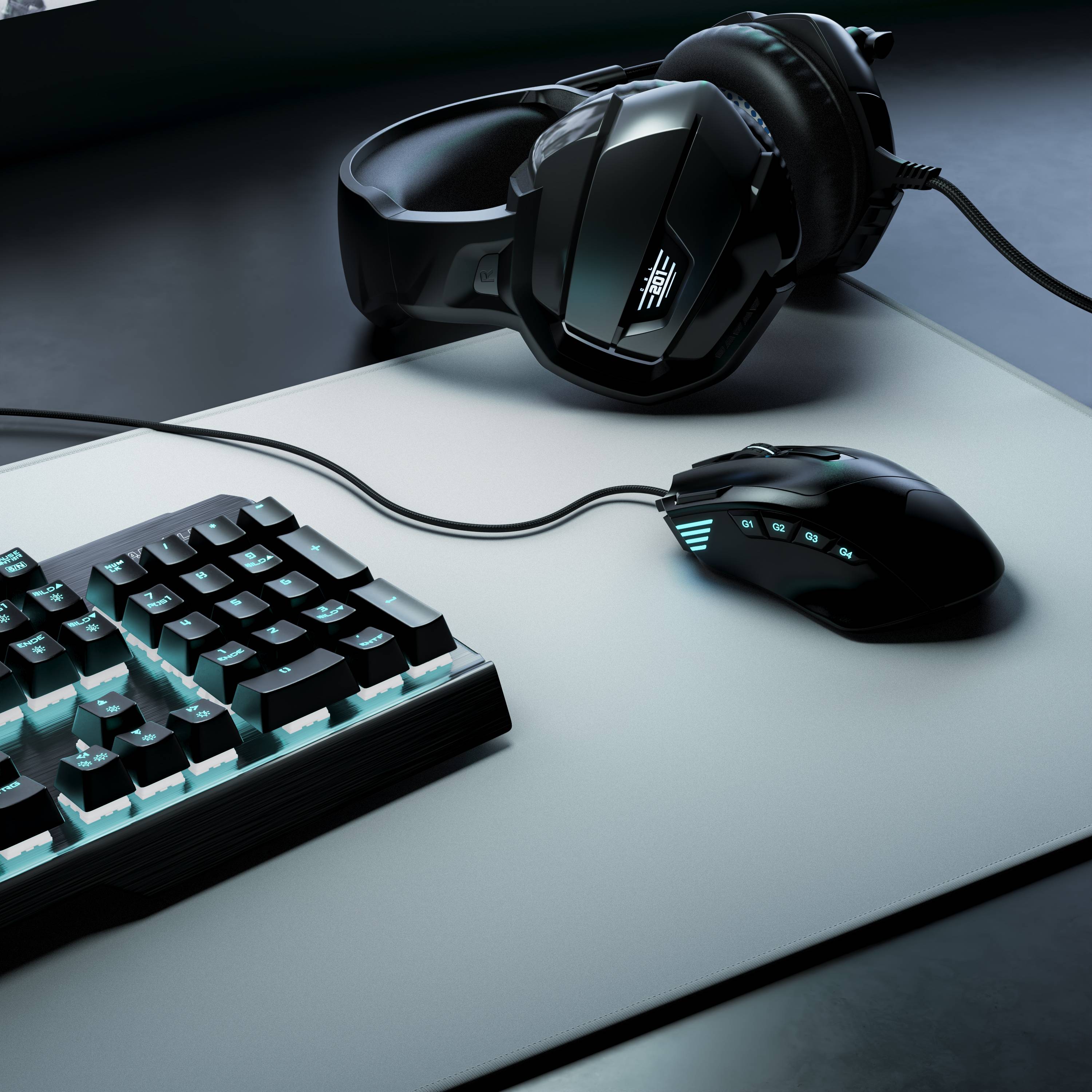 Titanwolf Gaming Mauspad XXL, glattes Stoffgewebe, Speed Mousepad 900 x 400mm große Fläche, weiß