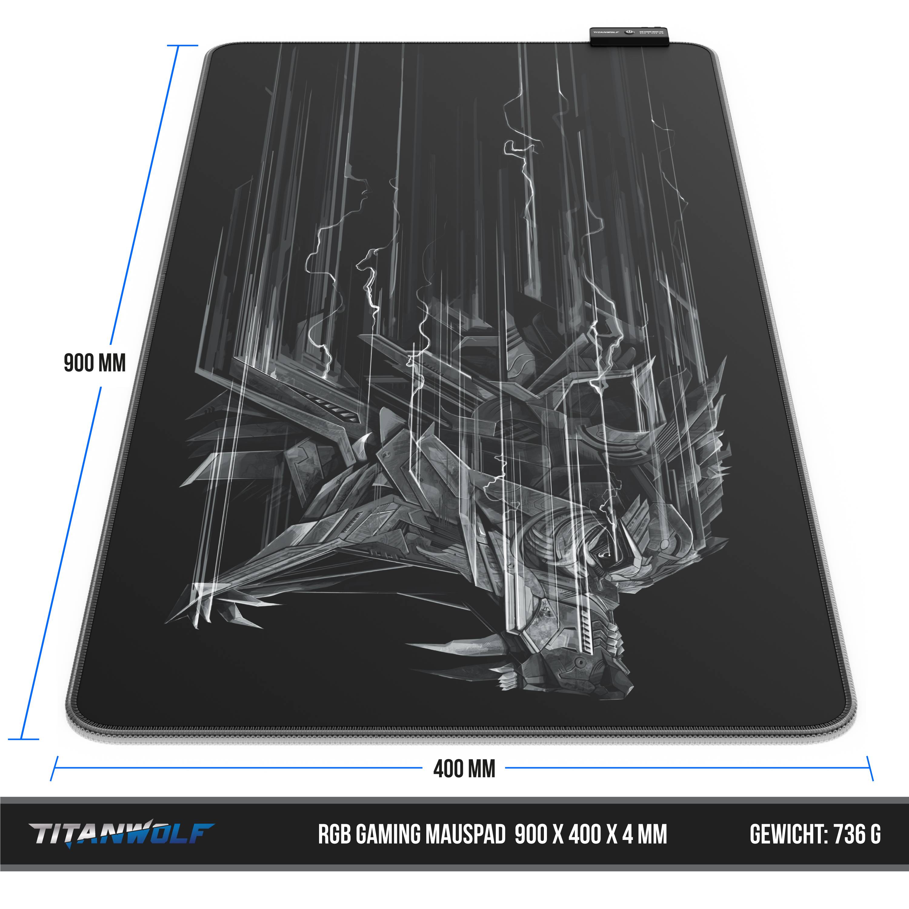 Titanwolf RGB Gaming Mauspad XL 900 x 400 mm Mousepad - verbessert Präzision & Geschwindigkeit