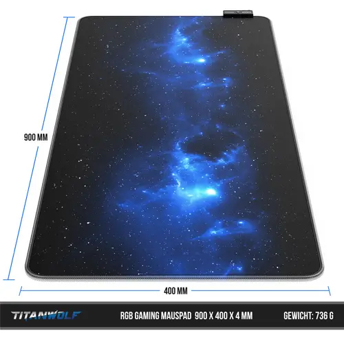 Titanwolf RGB Gaming Mauspad, Mousepad 900 x 400 mm, verbessert Präzision & Geschwindigkeit, Stars Design Titanwolf RGB Gaming Mauspad, Mousepad 900 x 400 mm, verbessert Präzision & Geschwindigkeit, Stars Design