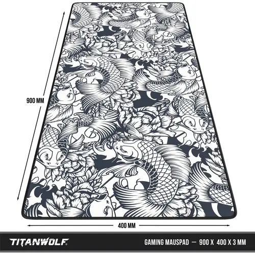 Titanwolf Gaming Mauspad, 900 x 400mm XXL Mousepad, verbessert Präzision & Geschwindigkeit, Koi Tattoo Titanwolf Gaming Mauspad, 900 x 400mm XXL Mousepad, verbessert Präzision & Geschwindigkeit, Koi Tattoo