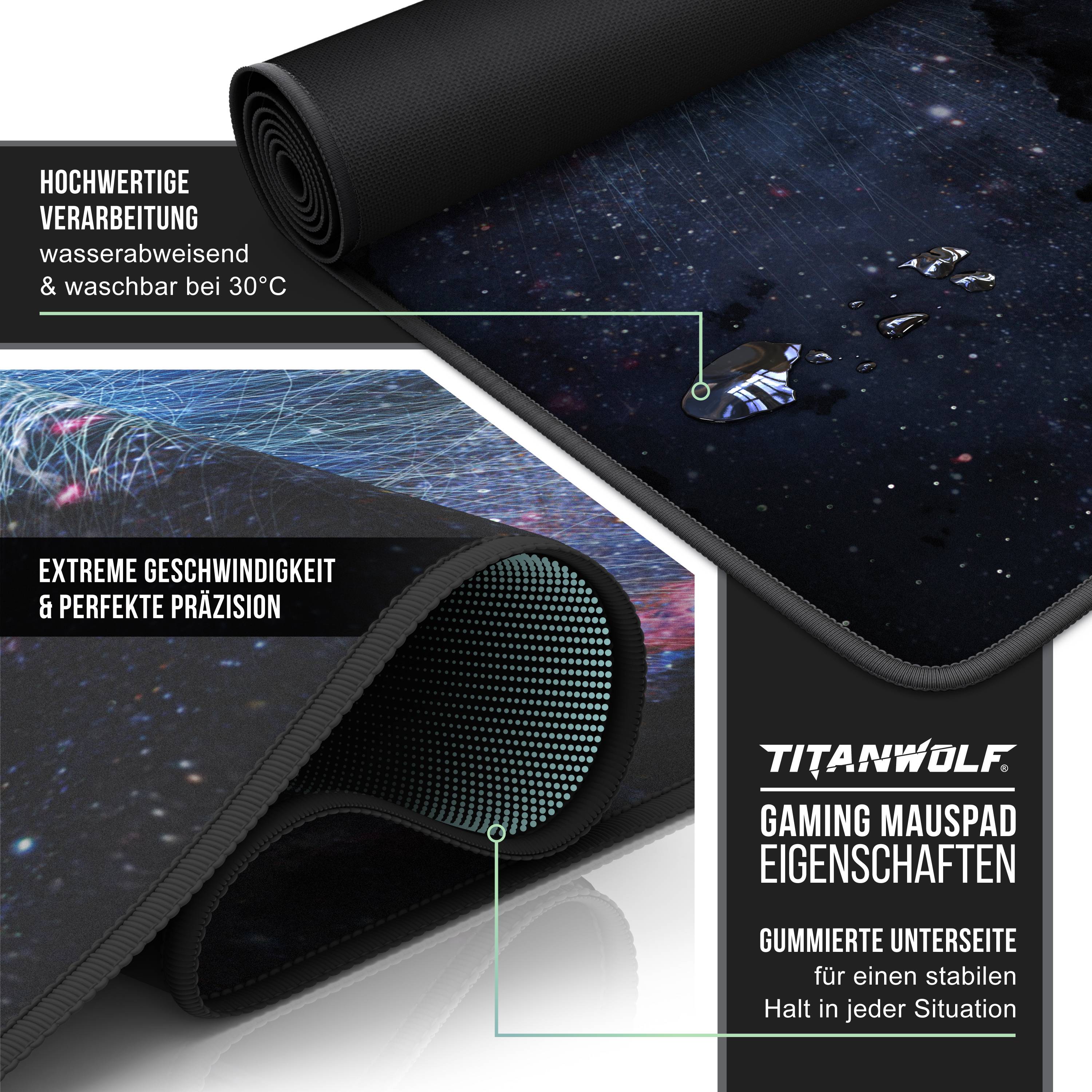 Titanwolf Gaming Mauspad, 900 x 400mm XXL Mousepad, verbessert Präzision & Geschwindigkeit, Galaxy Eye