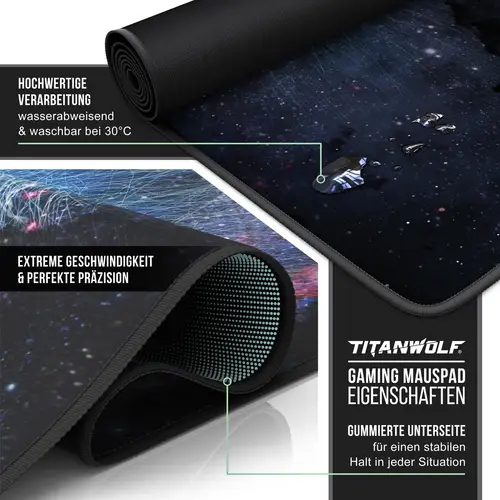 Titanwolf Gaming Mauspad, 900 x 400mm XXL Mousepad, verbessert Präzision & Geschwindigkeit, Galaxy Eye Titanwolf Gaming Mauspad, 900 x 400mm XXL Mousepad, verbessert Präzision & Geschwindigkeit, Galaxy Eye