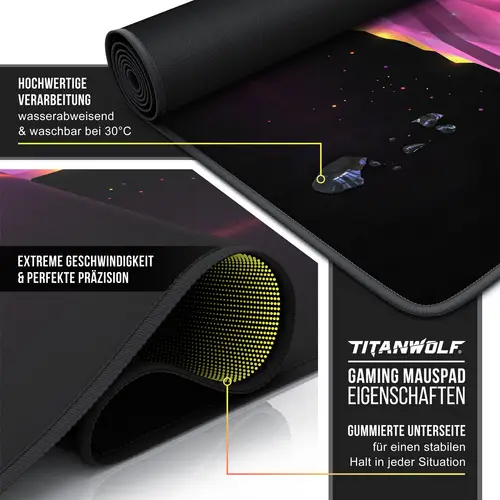Titanwolf XXL Gaming Mauspad mit 900 x 400mm Mousepad - verbessert Präzision & Geschwindigkeit Titanwolf XXL Gaming Mauspad mit 900 x 400mm Mousepad - verbessert Präzision & Geschwindigkeit