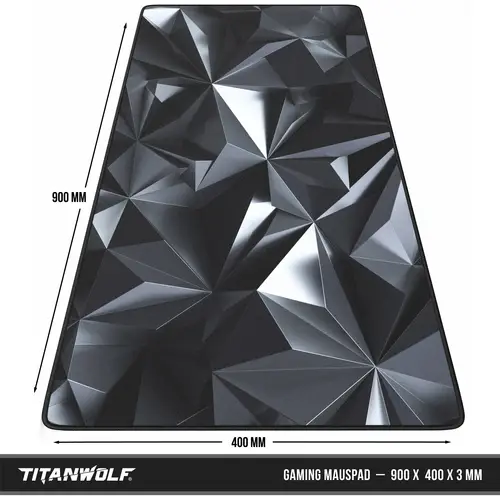 Titanwolf Gaming Mauspad, 900 x 400mm XXL Mousepad, verbessert Präzision & Geschwindigkeit, Black Crystal Titanwolf Gaming Mauspad, 900 x 400mm XXL Mousepad, verbessert Präzision & Geschwindigkeit, Black Crystal