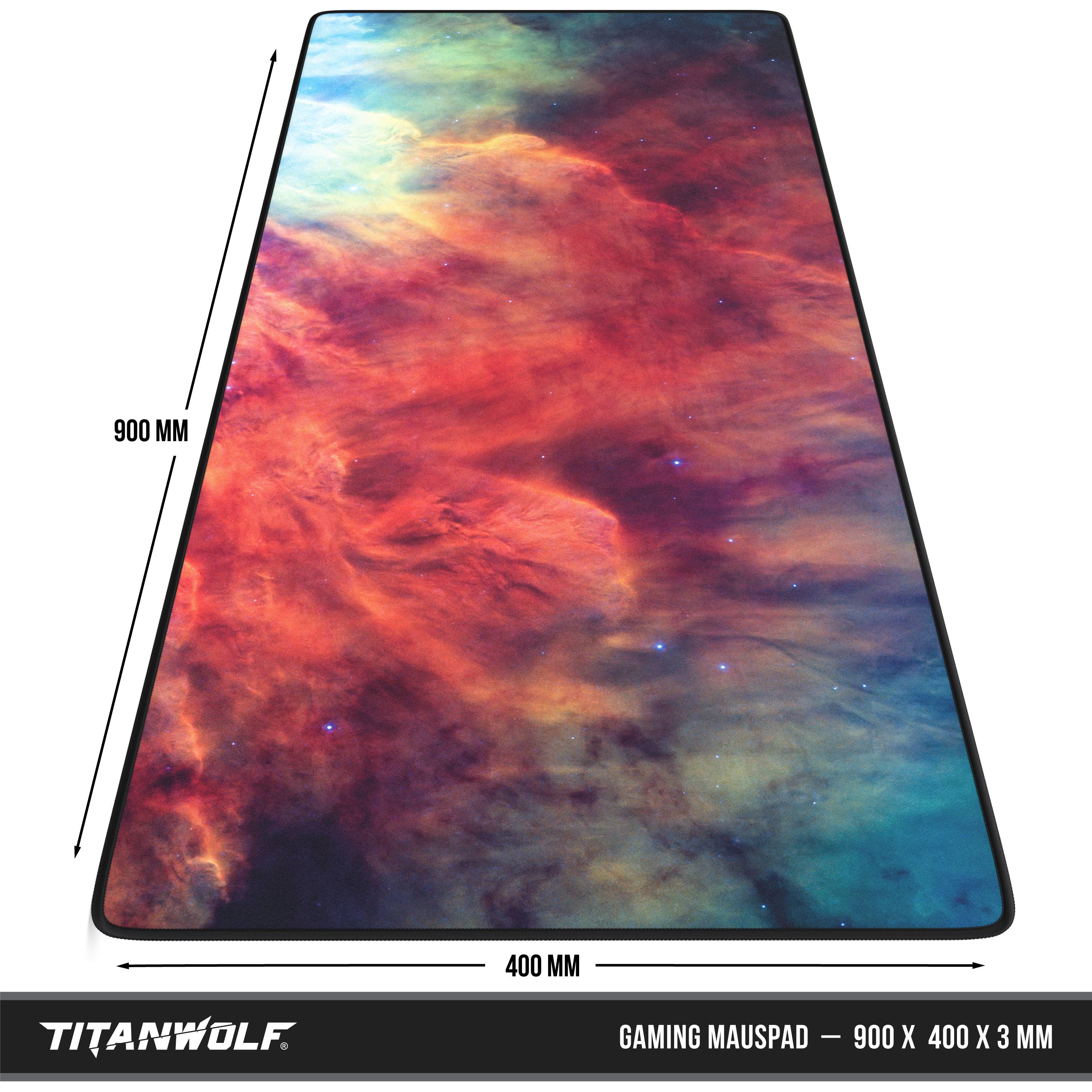 Titanwolf Gaming Mauspad, 900 x 400mm XXL Mousepad, verbessert Präzision & Geschwindigkeit, Lagoon Nebula