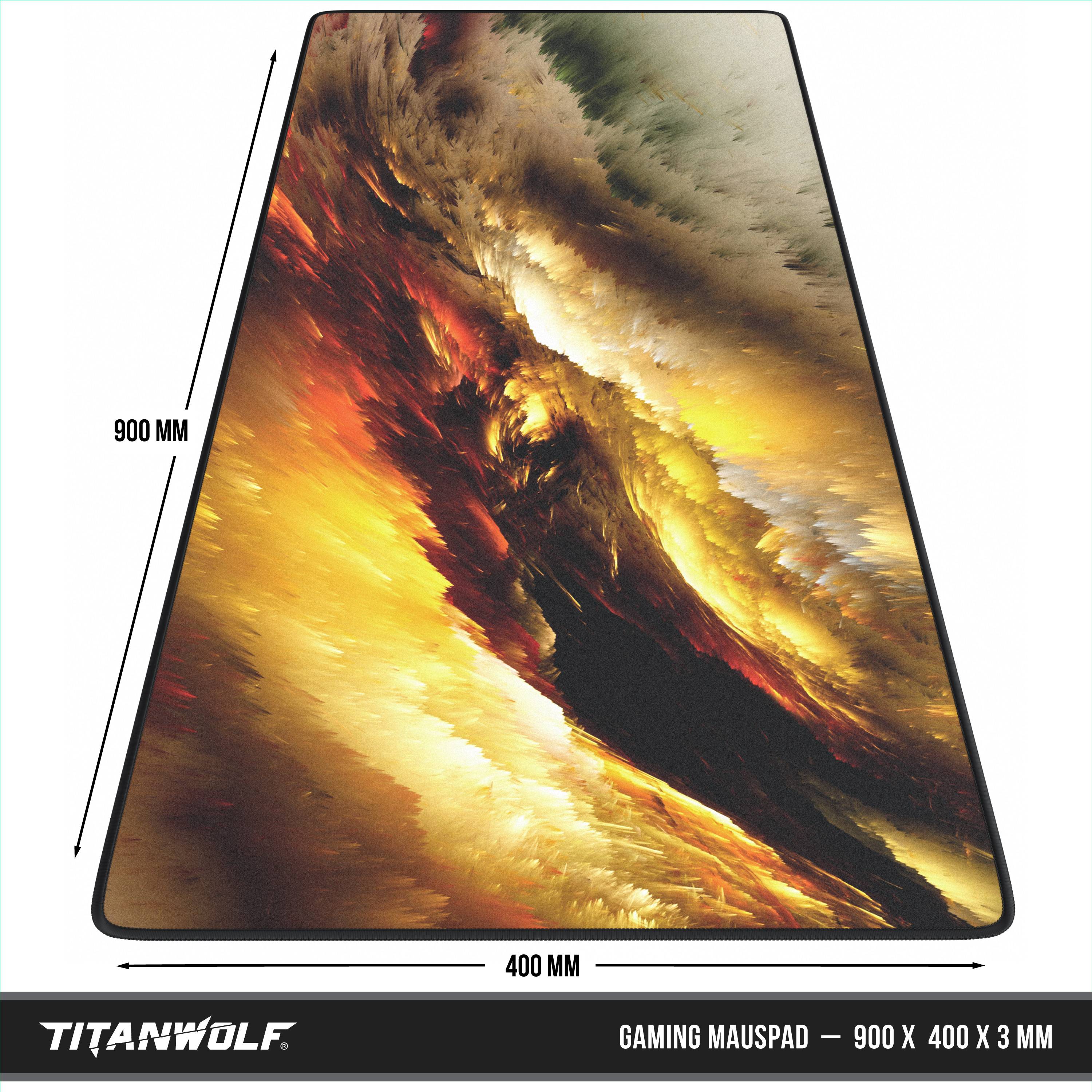 Titanwolf Gaming Mauspad, 900 x 400mm XXL Mousepad, verbessert Präzision & Geschwindigkeit, Golden Storm