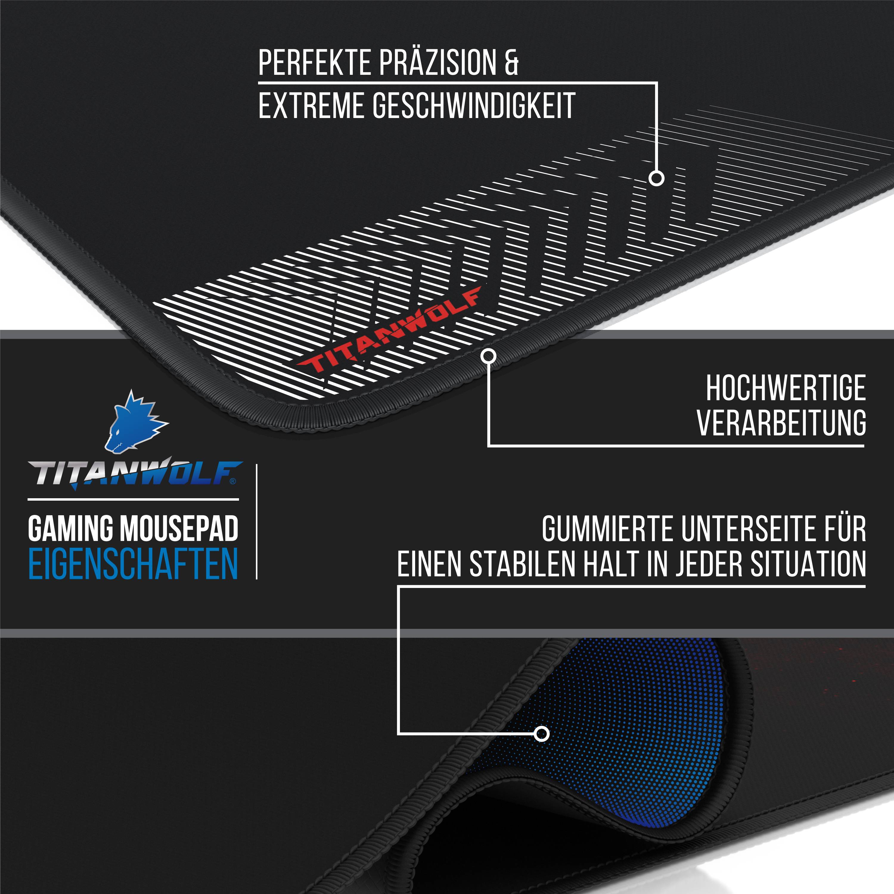 Titanwolf Gaming Mauspad, XXXL Speed Mousepad 1200 x 600 mm, Geschwindigkeit & Präzision, Blood
