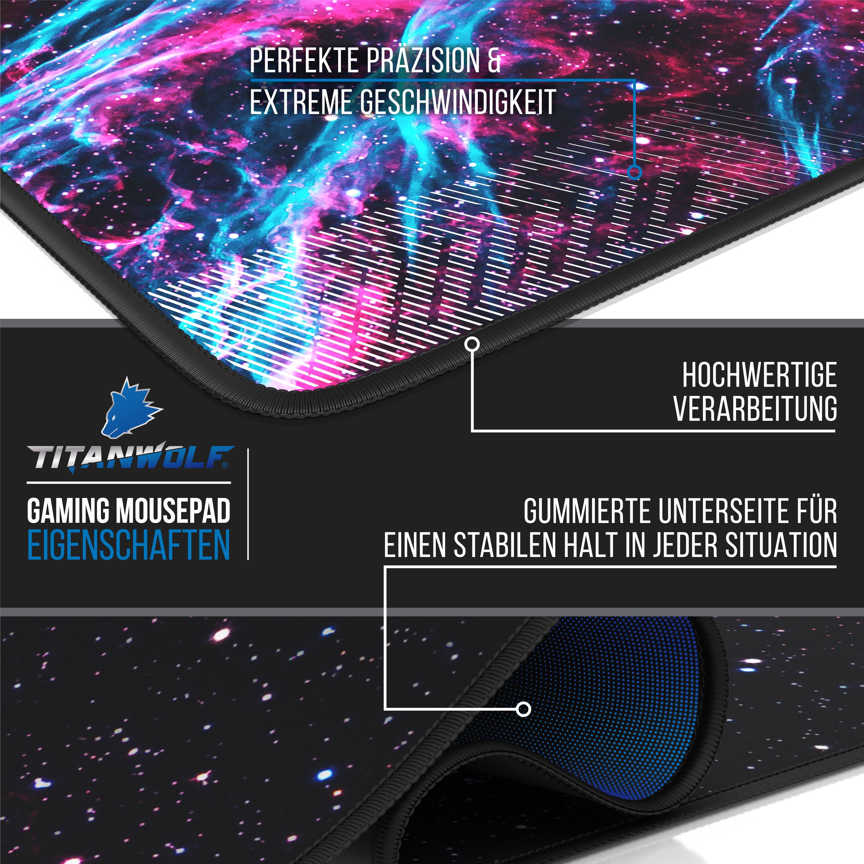 Titanwolf Gaming Mauspad, XXXL Speed Mousepad 1200 x 600 mm, Geschwindigkeit & Präzision, Galaxie Speed