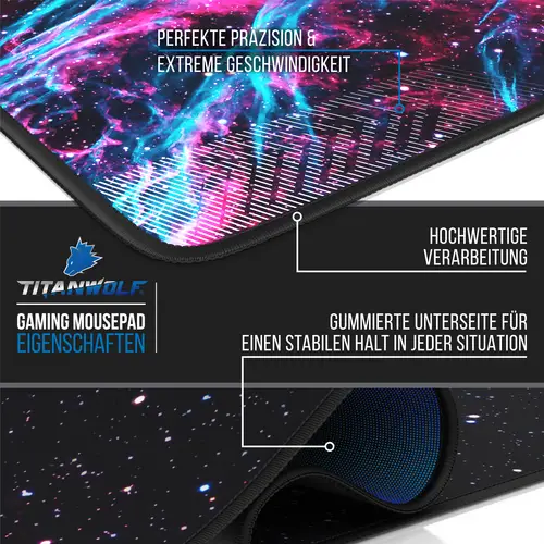 Titanwolf Gaming Mauspad, XXXL Speed Mousepad 1200 x 600 mm, Geschwindigkeit & Präzision, Galaxie Speed Titanwolf Gaming Mauspad, XXXL Speed Mousepad 1200 x 600 mm, Geschwindigkeit & Präzision, Galaxie Speed