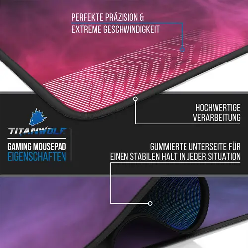 Titanwolf Gaming Mauspad, XXXL Speed Mousepad 1200 x 600 mm, Geschwindigkeit & Präzision, Farbiger Rauch Titanwolf Gaming Mauspad, XXXL Speed Mousepad 1200 x 600 mm, Geschwindigkeit & Präzision, Farbiger Rauch