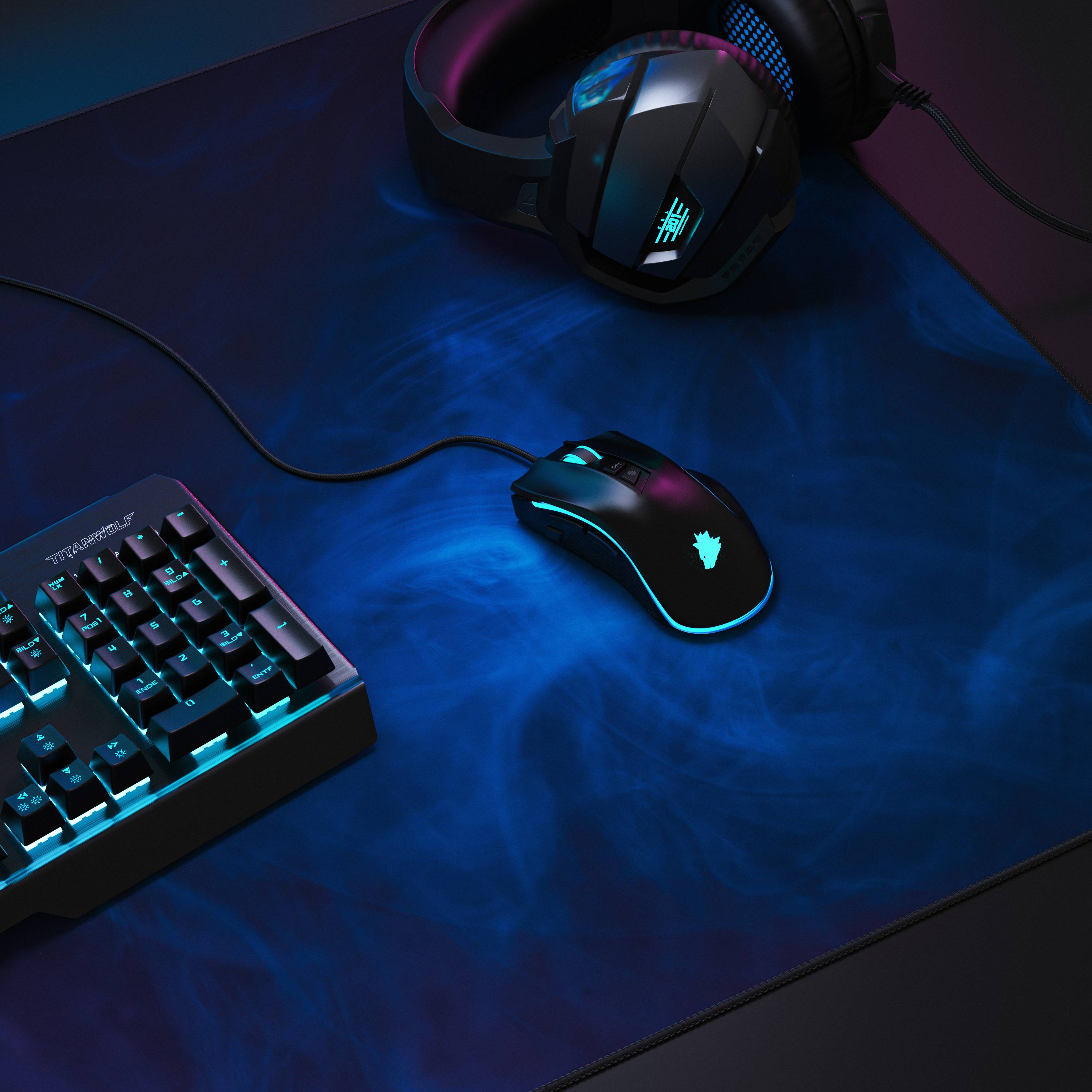 Titanwolf Gaming Mauspad, XXXL Speed Mousepad 1200 x 600 mm, Geschwindigkeit & Präzision, Farbiger Rauch