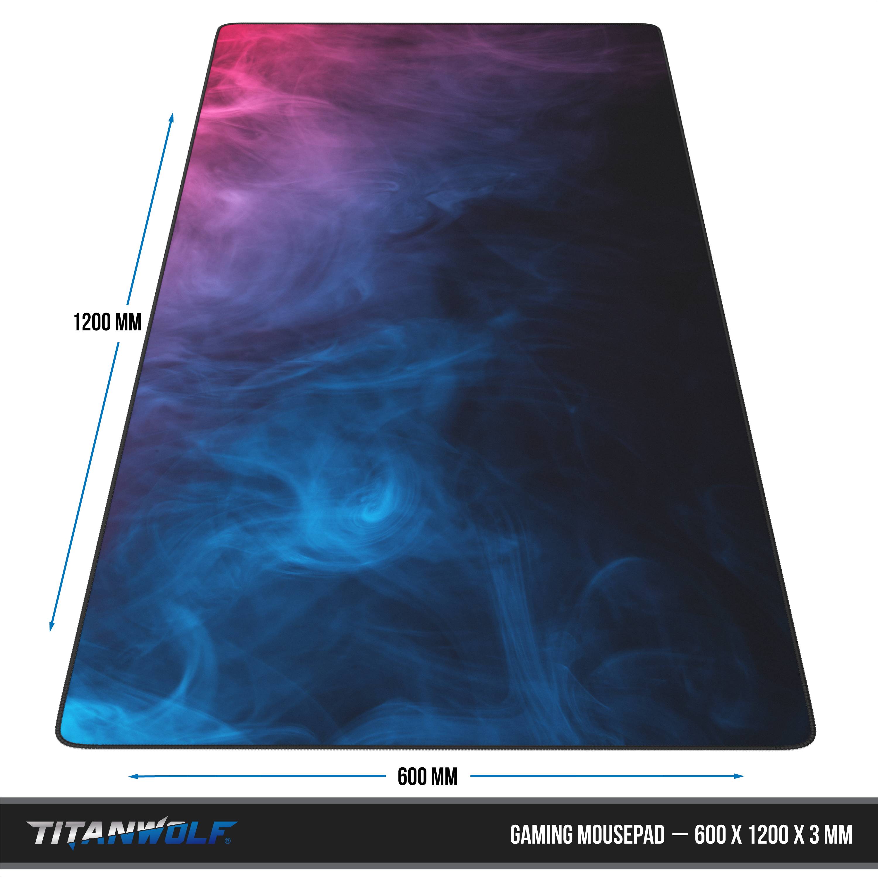 Titanwolf Gaming Mauspad, XXXL Speed Mousepad 1200 x 600 mm, Geschwindigkeit & Präzision, Farbiger Rauch