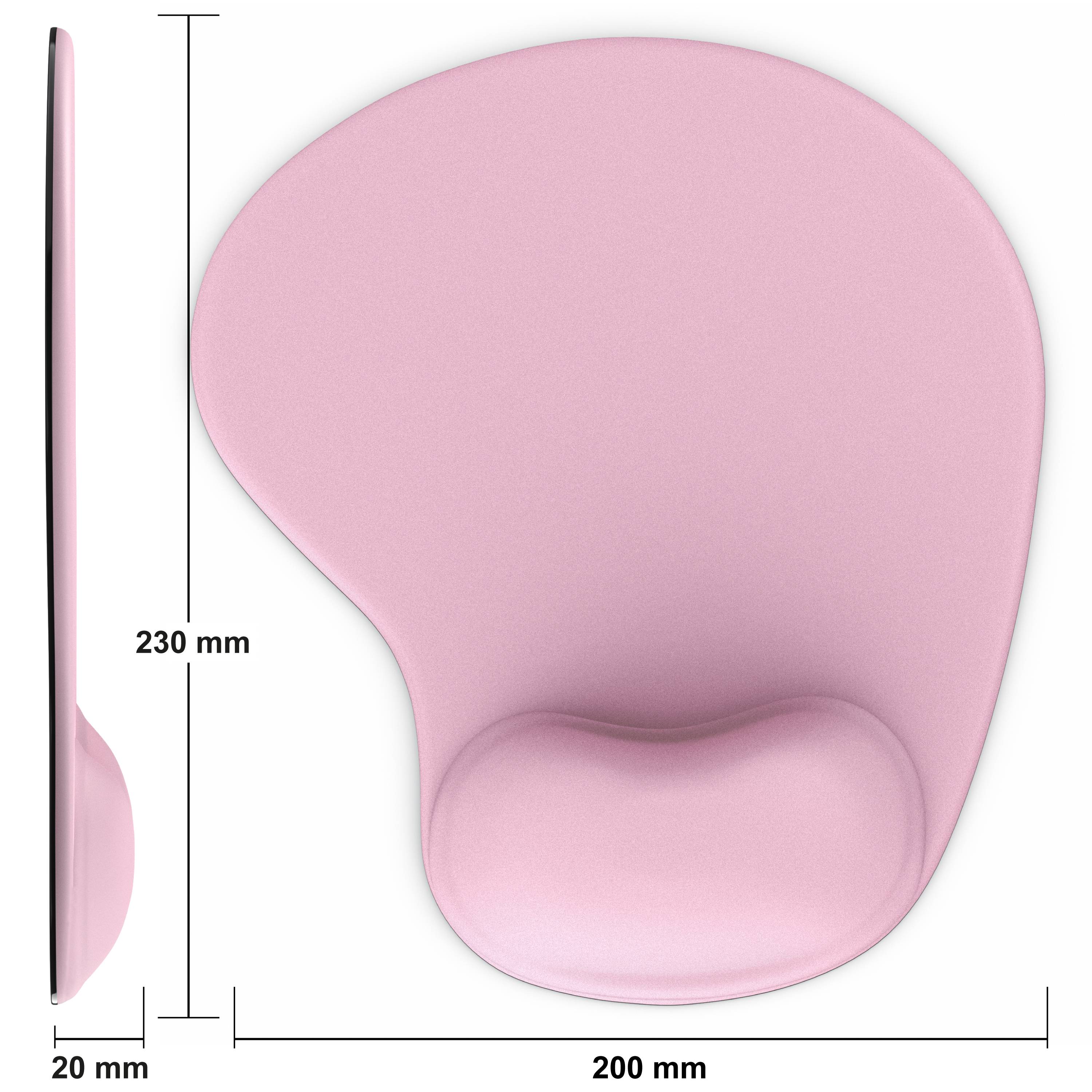 CSL Mauspad mit Gelkissen & Handgelenkauflage, Komfort Office Mousepad, hellrosa