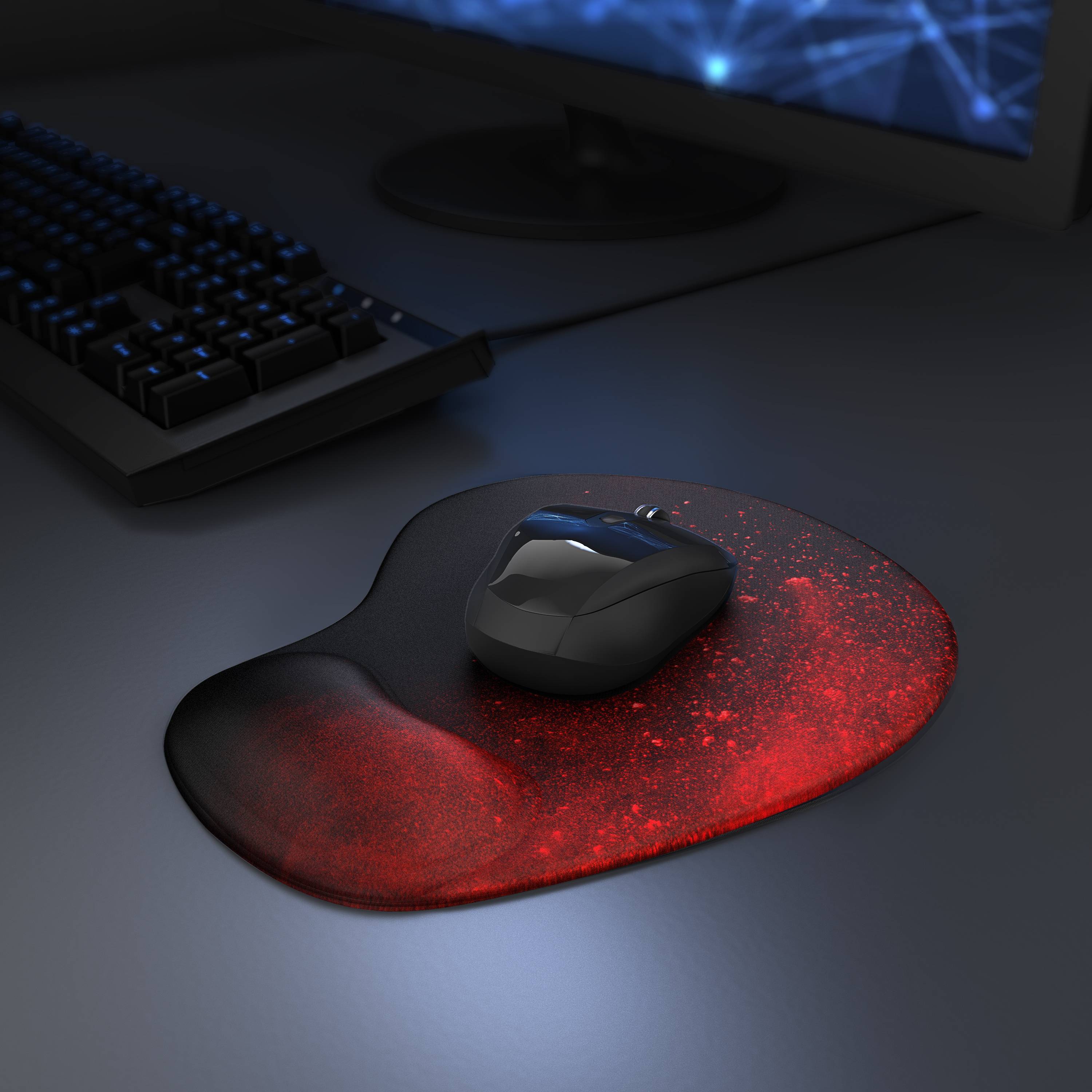 Titanwolf Gaming Mauspad mit ergonomischer Handgelenkauflage, Office Mousepad mit Gelpolster, Blood