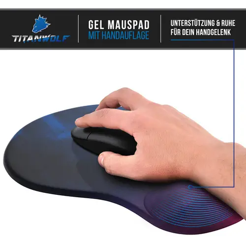 Titanwolf Gaming Mauspad mit ergonomischer Handgelenkauflage, Office Mousepad mit Gelpolster, Farbiger Rauch Titanwolf Gaming Mauspad mit ergonomischer Handgelenkauflage, Office Mousepad mit Gelpolster, Farbiger Rauch